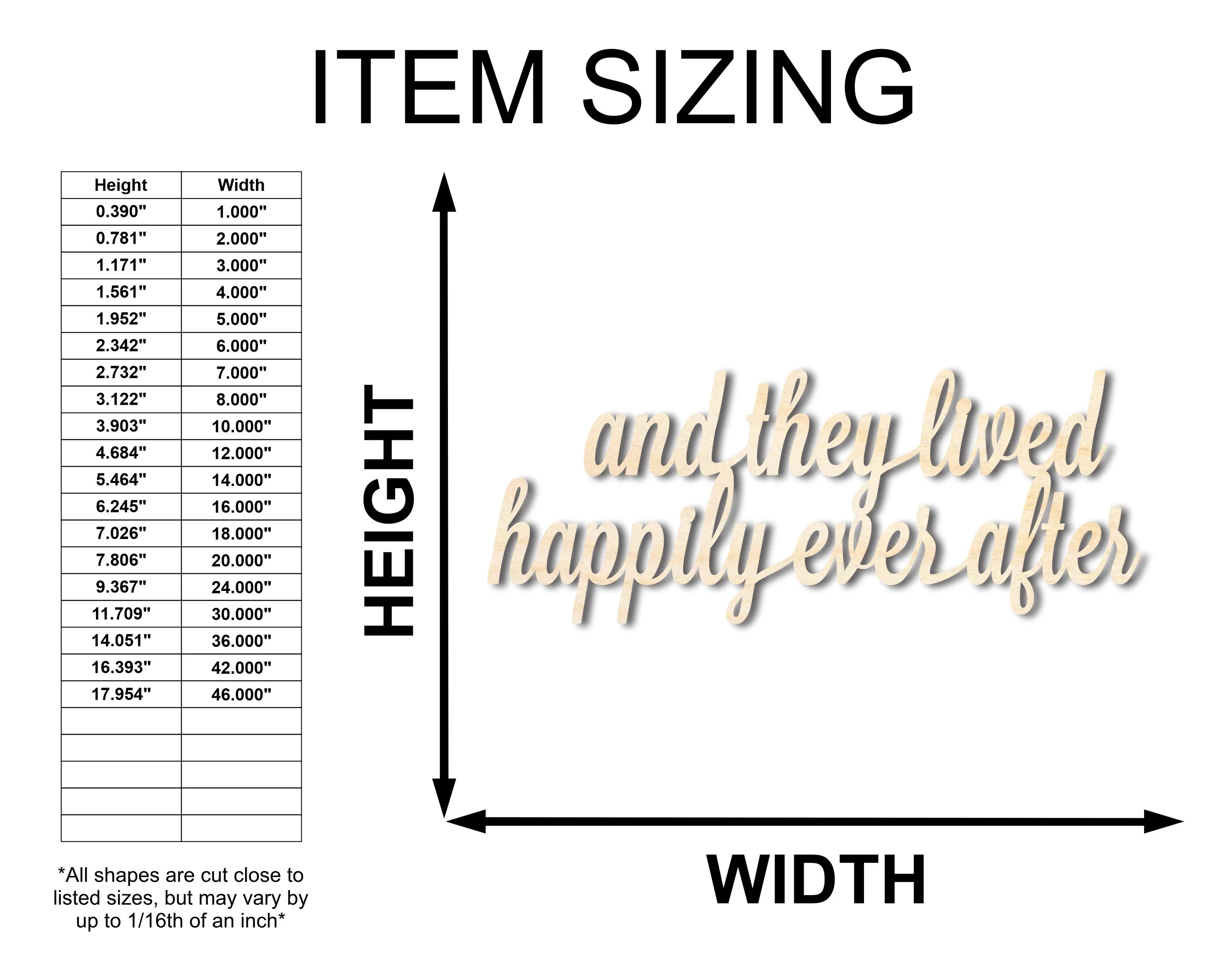 Unfinished Wood Happily Ever After Shape - Word Craft - up to 46" - Image 2