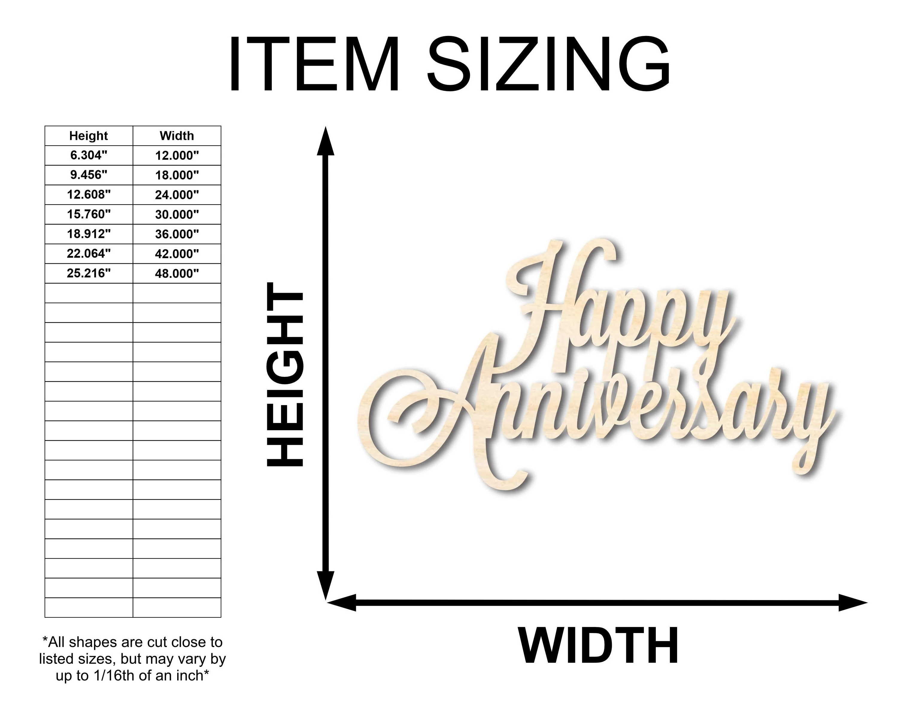 Unfinished Wood Happy Anniversary Shape - Word Anniversary Craft - up to 46" - Image 2