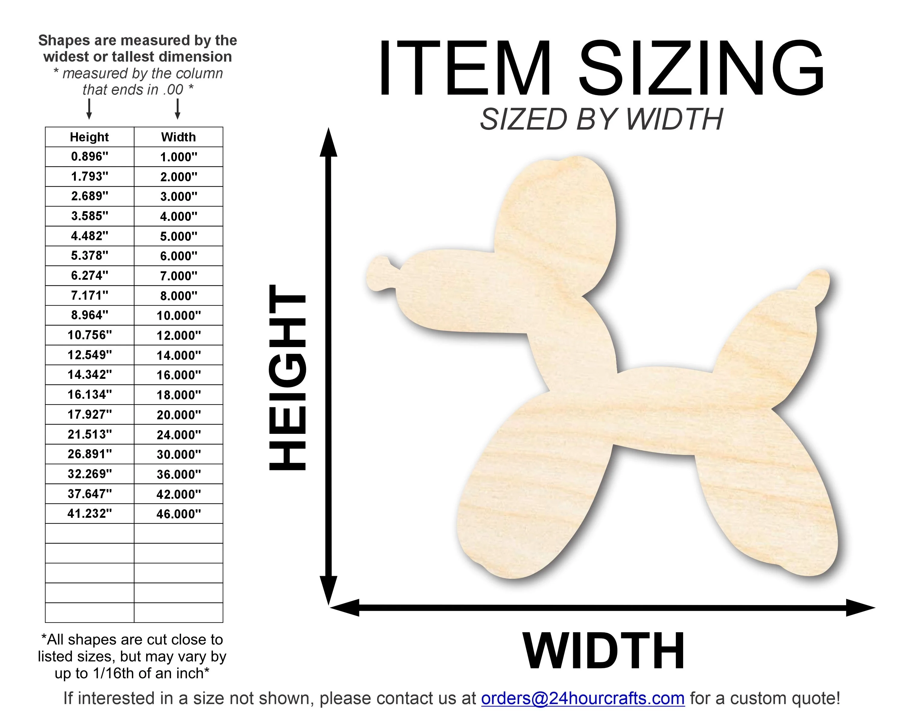Unfinished Wood Happy Balloon Dog Shape | DIY Craft Cutout | up to 46" DIY - Image 2
