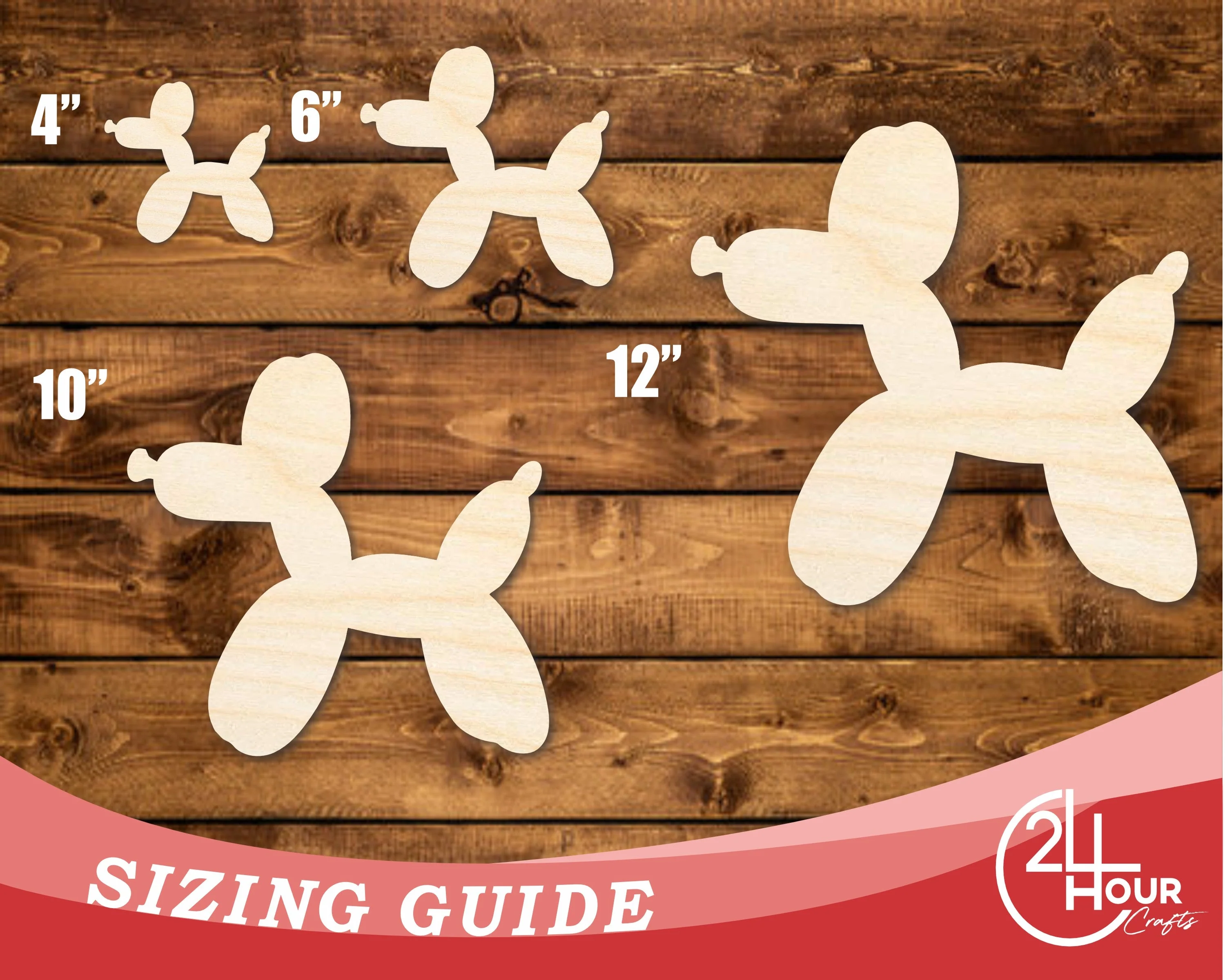 Unfinished Wood Happy Balloon Dog Shape | DIY Craft Cutout | up to 46" DIY - Image 3