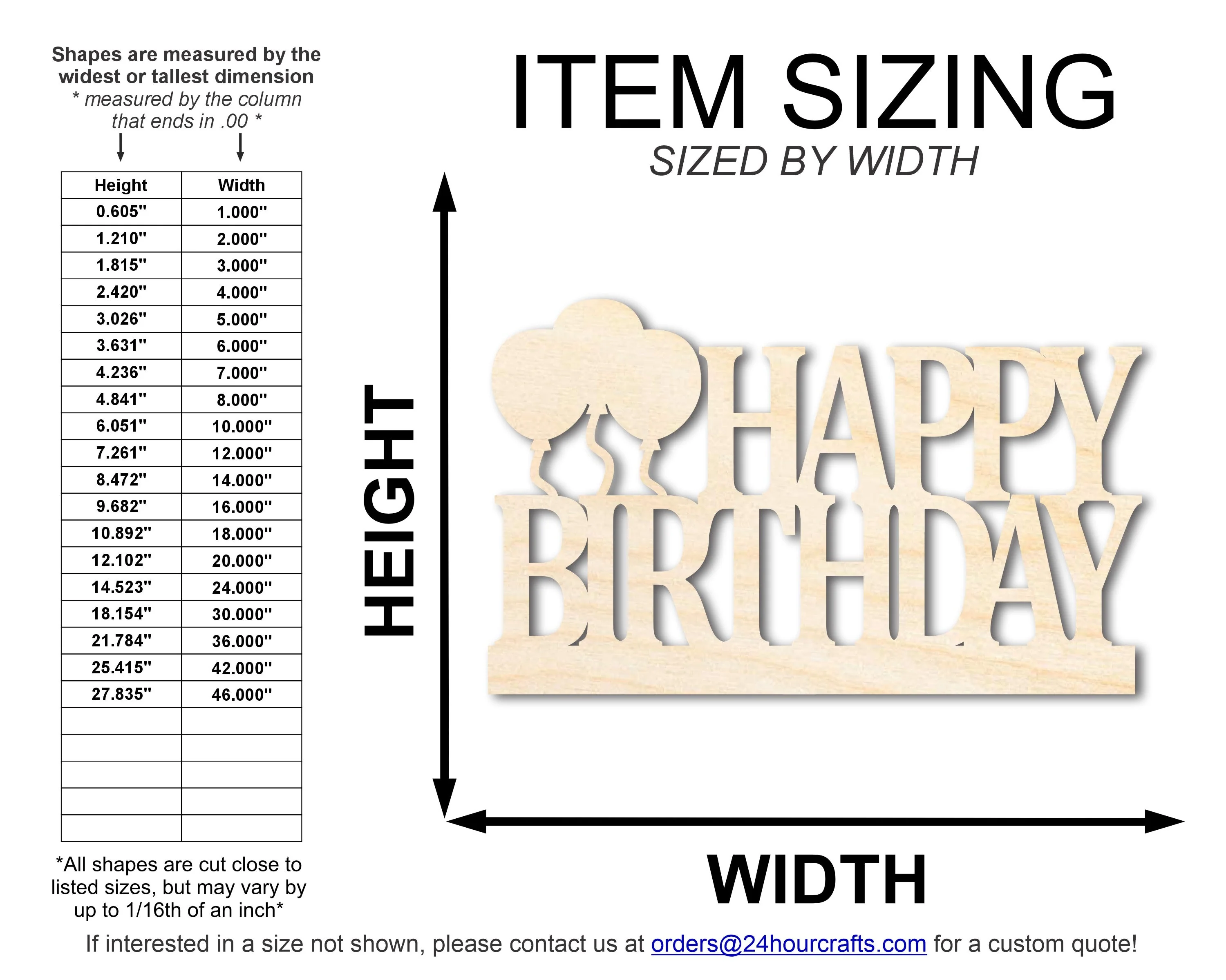 Unfinished Wood Happy Birthday Shape | DIY Craft Cutout | up to 46" DIY - Image 2