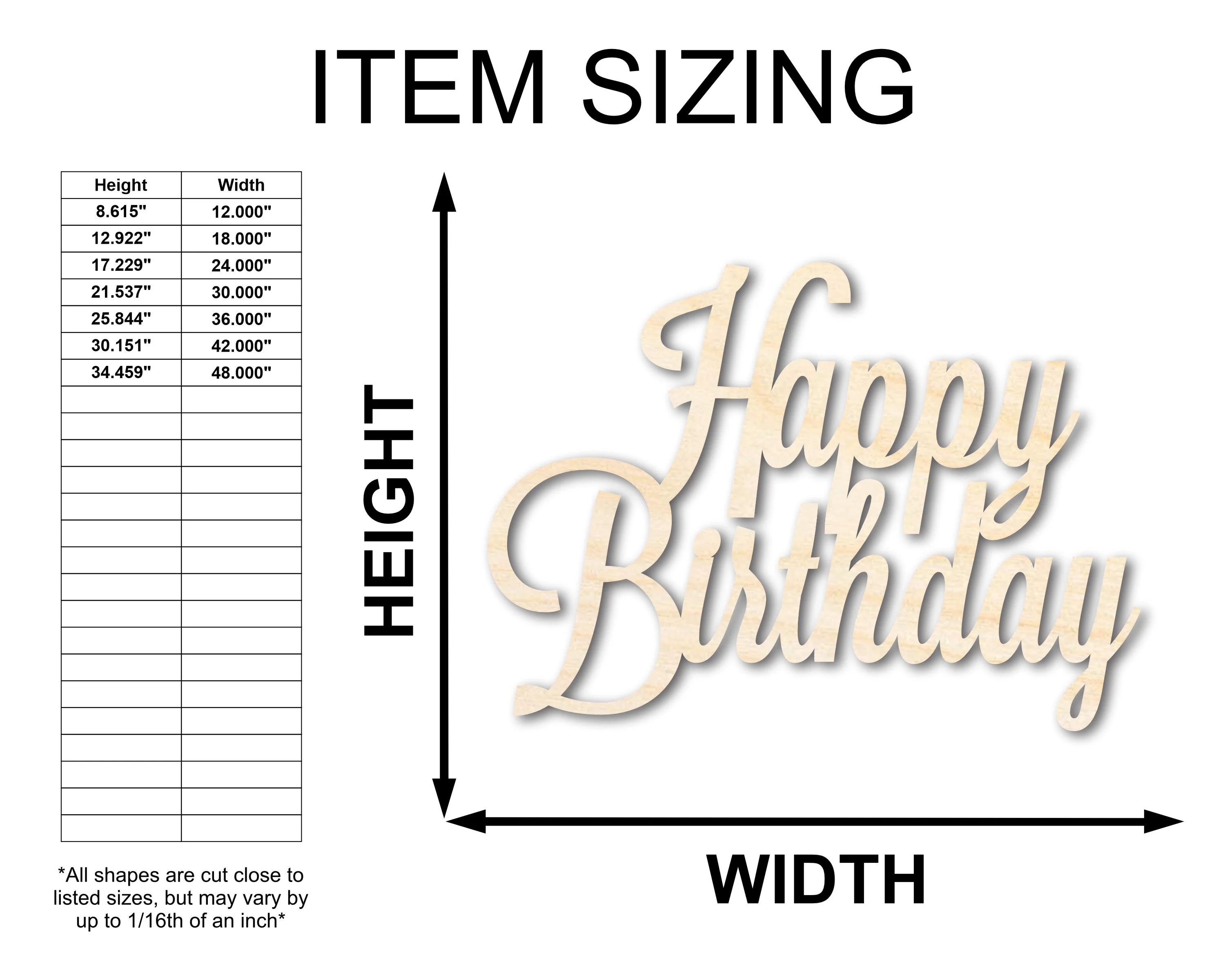 Unfinished Wood Happy Birthday Shape - Word Craft - up to 46" - Image 2