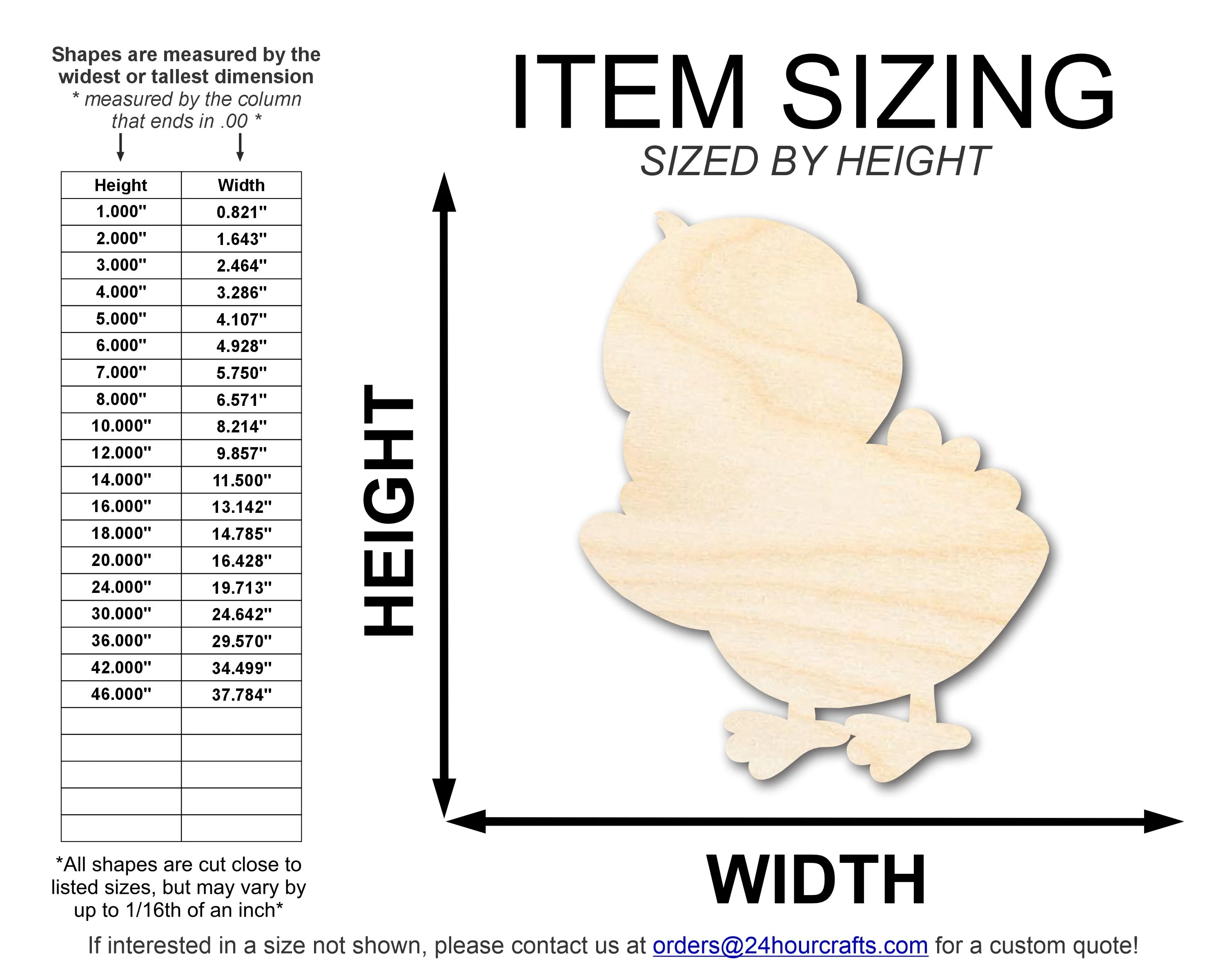 Unfinished Wood Happy Chick Shape | DIY Craft Cutout | up to 46" DIY - Image 2