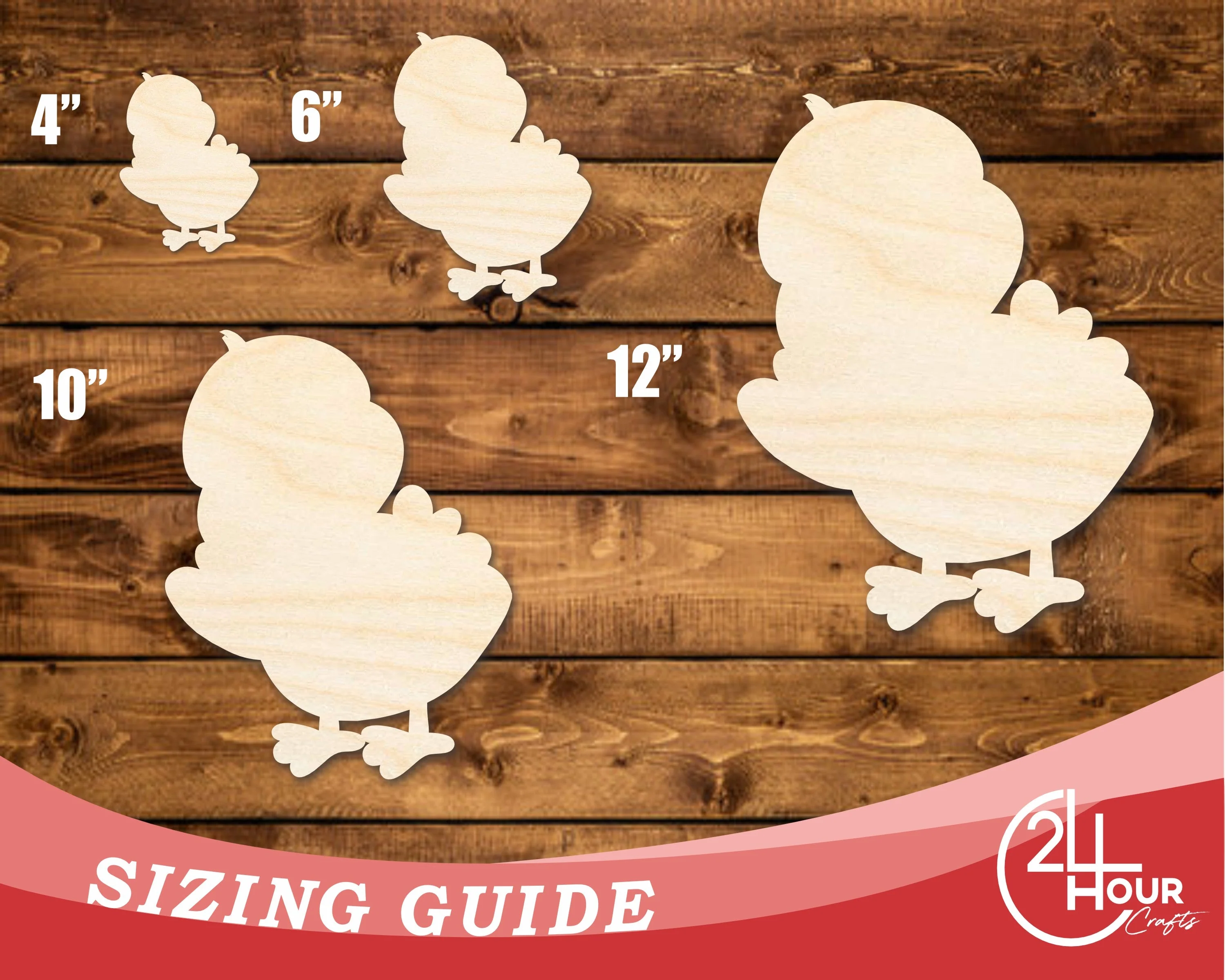Unfinished Wood Happy Chick Shape | DIY Craft Cutout | up to 46" DIY - Image 3