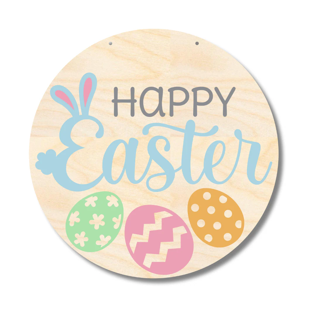 Unfinished Wood Happy Easter Door Sign Kit | Wood Craft Cutouts | 1/4" Thick | - Image 2