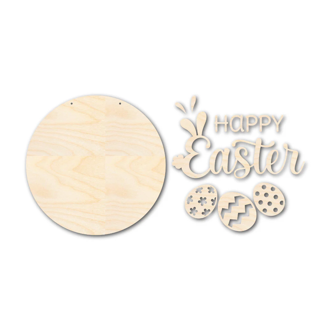 Unfinished Wood Happy Easter Door Sign Kit | Wood Craft Cutouts | 1/4" Thick | - Image 3