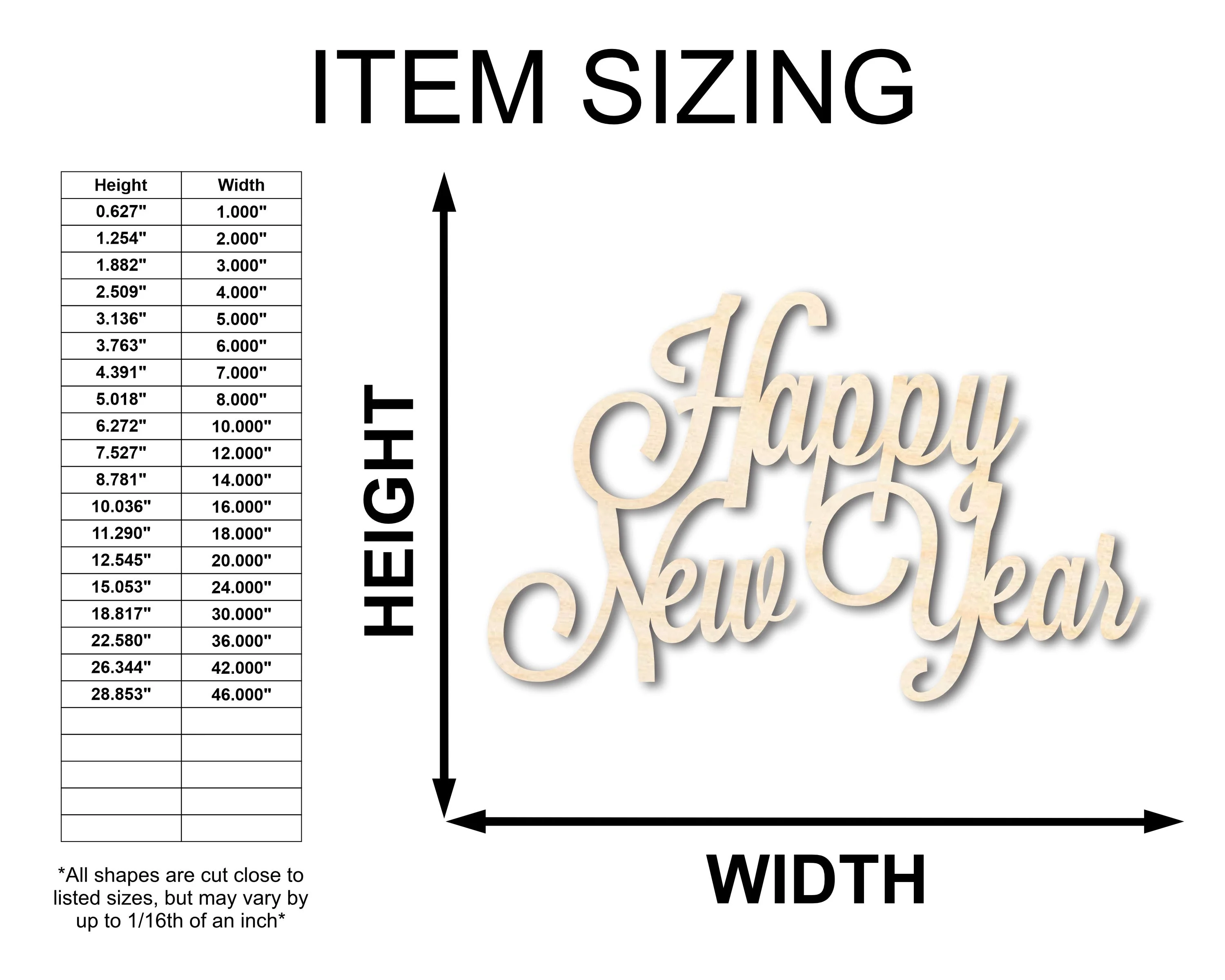 Unfinished Wood Happy New Years Shape - Word Craft - up to 46" - Image 2