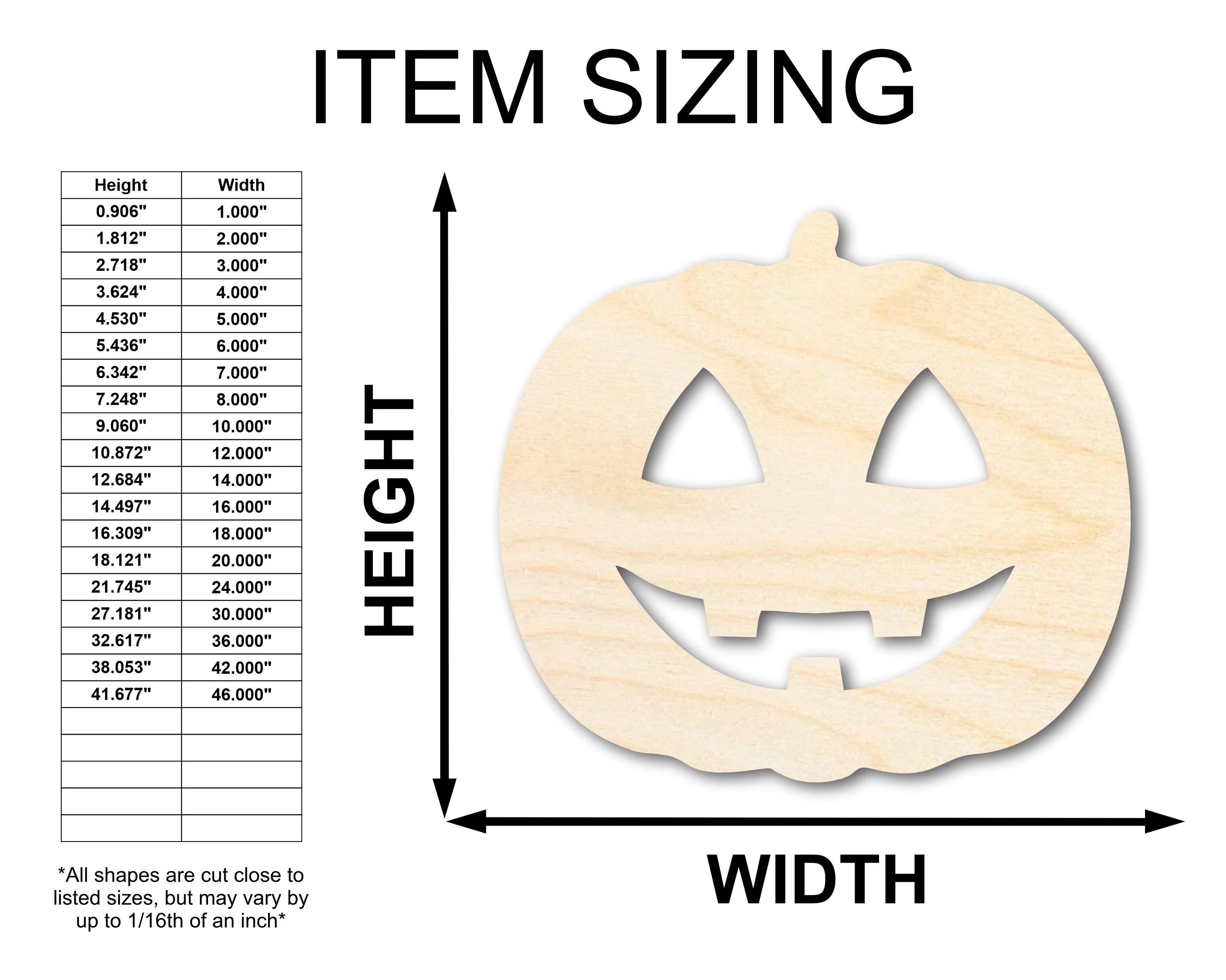 Unfinished Wood Happy Pumpkin Shape - Craft - up to 46" - Image 2