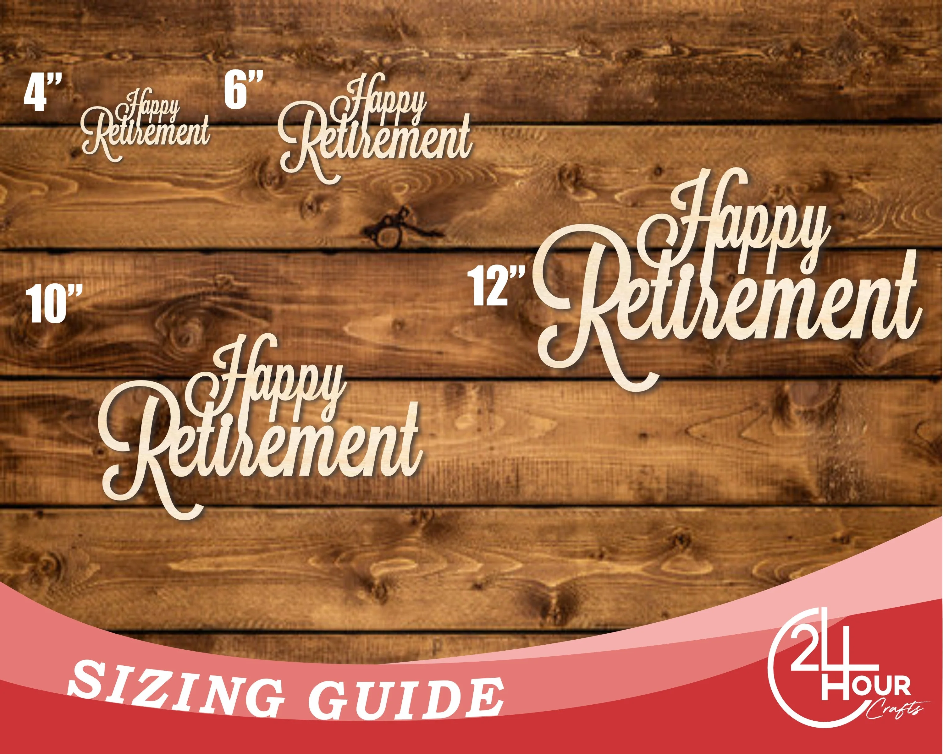 Unfinished Wood Happy Retirement Shape | DIY Craft Cutout | up to 46" DIY - Image 3