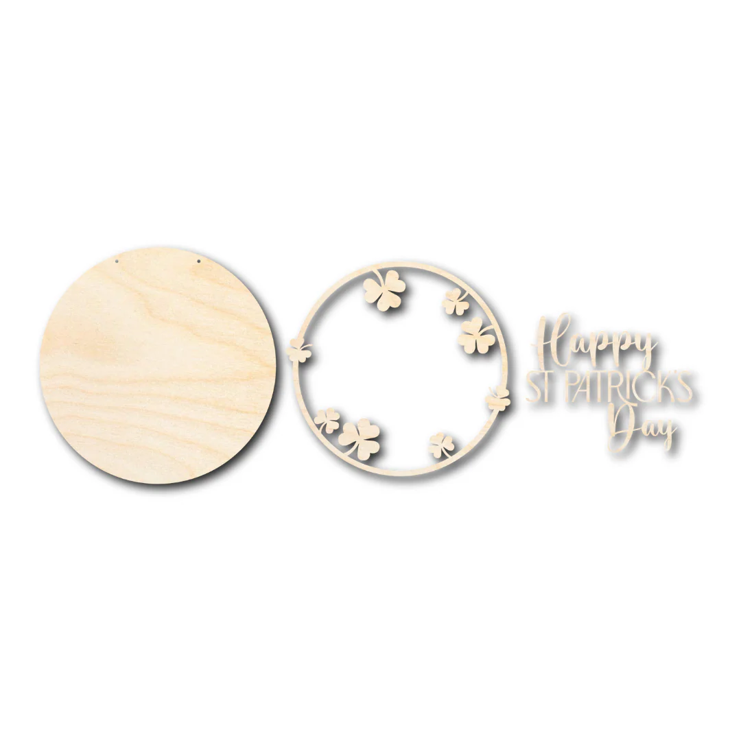 Unfinished Wood Happy St. Patrick's Day Door Sign Kit | Wood Craft Cutouts | 1/4" Thick | - Image 3