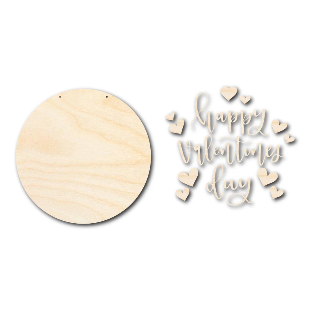 Unfinished Wood Happy Valentine's Day Door Sign Kit | Wood Craft Cutouts | 1/4" Thick | - Image 3
