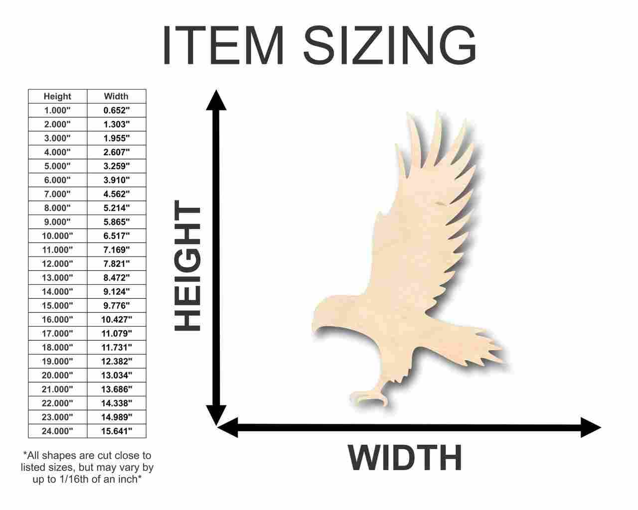 Unfinished Wood Hawk Shape - Animal - Wildlife - Craft - up to 46" DIY - Image 2