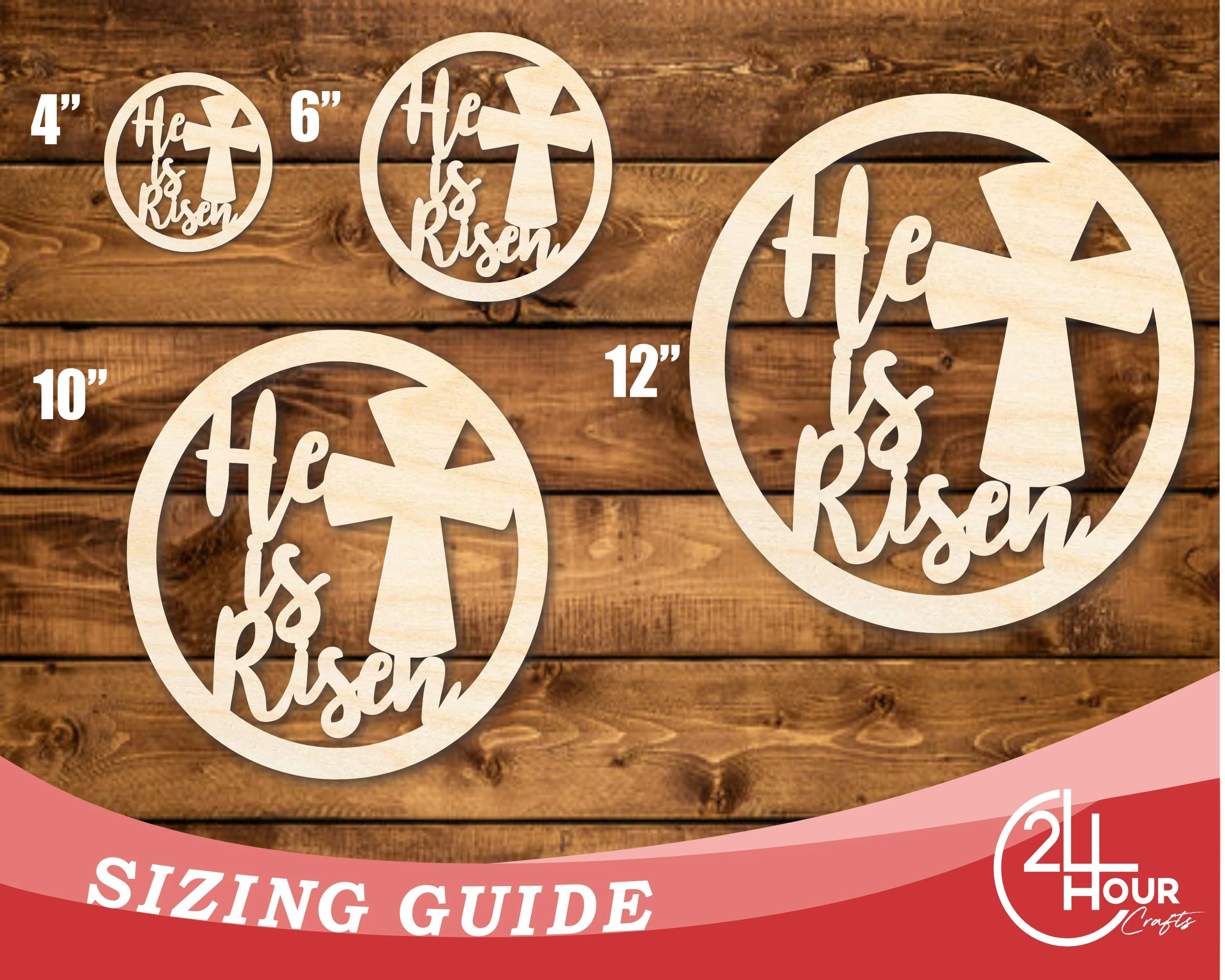 Unfinished Wood He is Risen Shape | DIY Craft Cutout | up to 46" DIY - Image 3