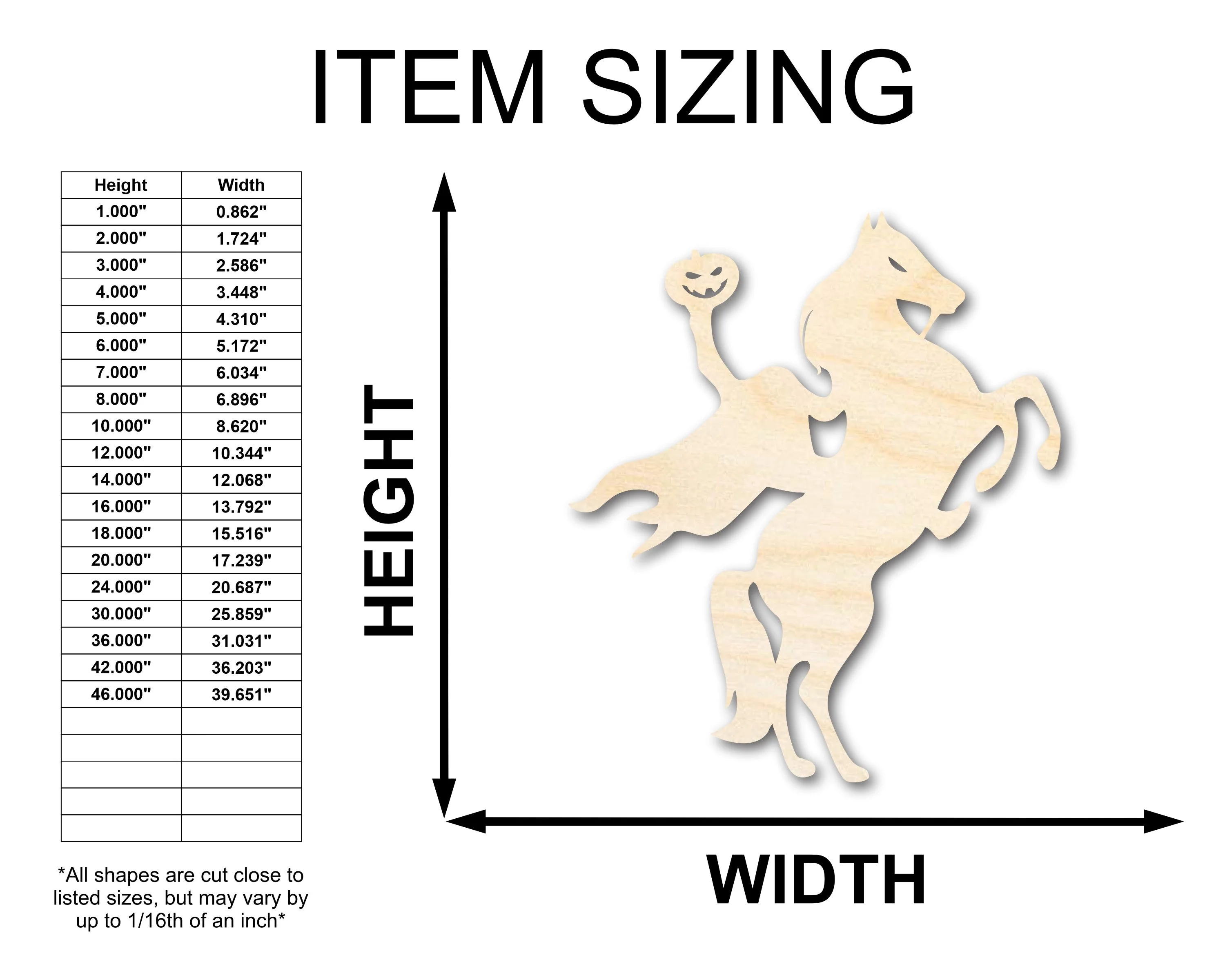 Unfinished Wood Headless Horseman Shape | Craft Cutout | up to 46" DIY - Image 2