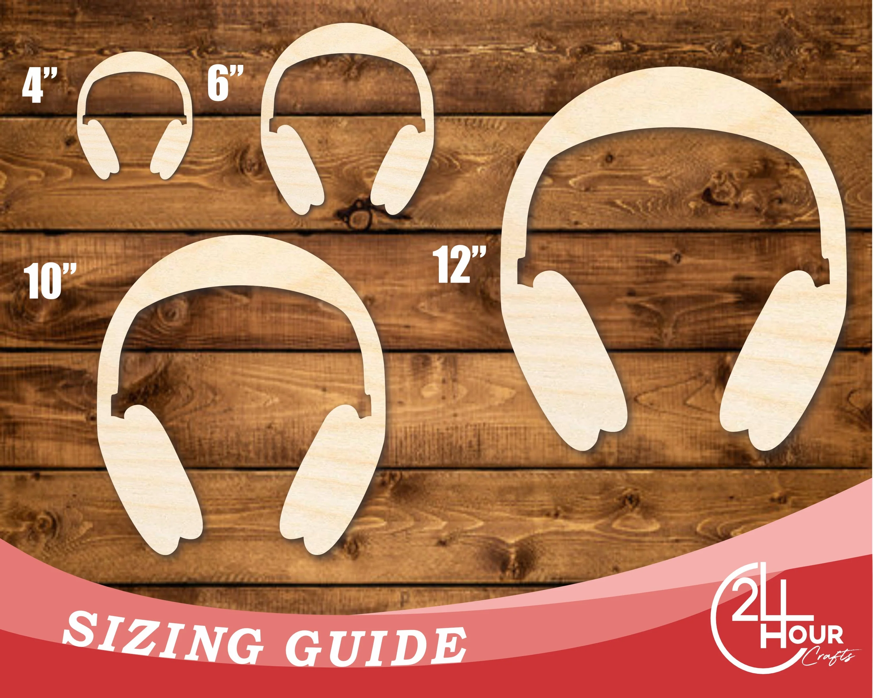 Unfinished Wood Headphones Shape | DIY Craft Cutout | up to 46" DIY - Image 3