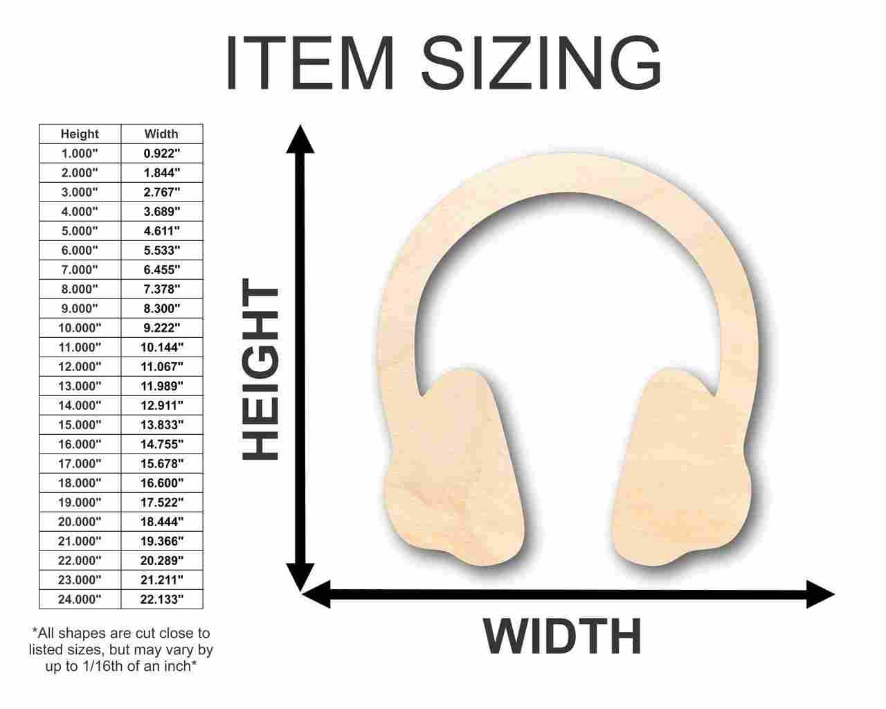 Unfinished Wood Headphones Shape - Music - Craft - up to 46" DIY - Image 2