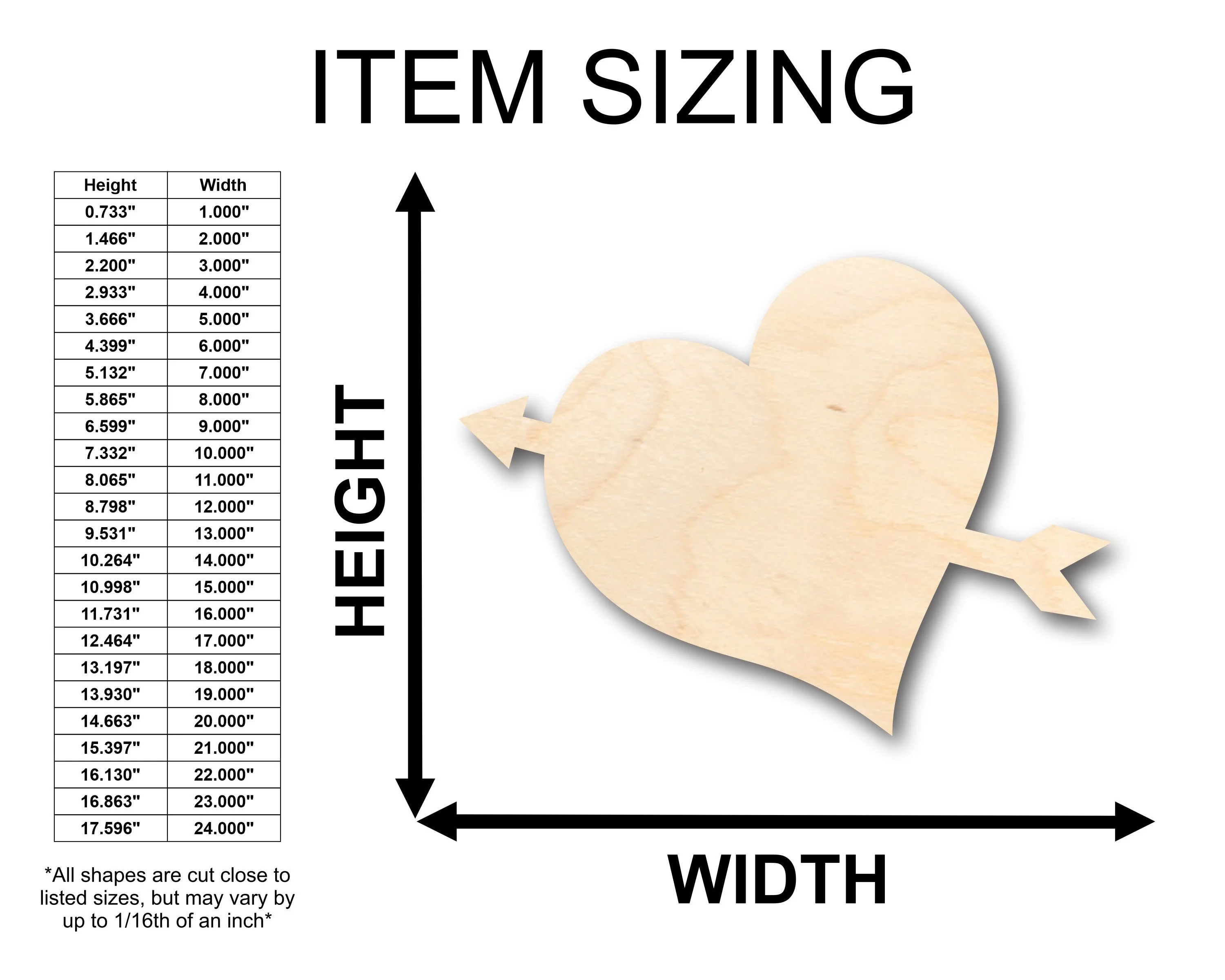 Unfinished Wood Heart Arrow Shape - Craft - up to 46" DIY - Image 2