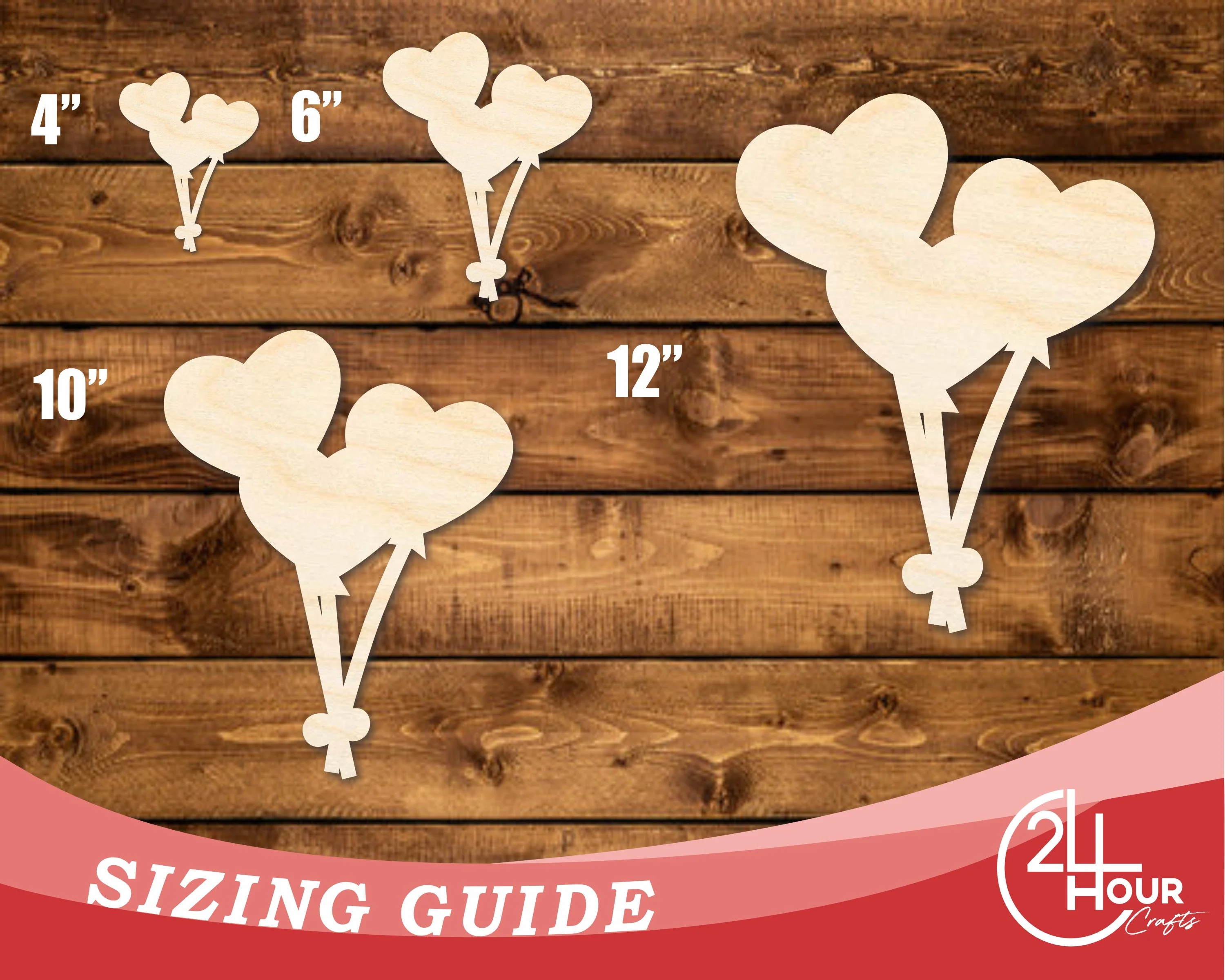 Unfinished Wood Heart Balloons Shape | DIY Craft Cutout | up to 46" DIY - Image 3