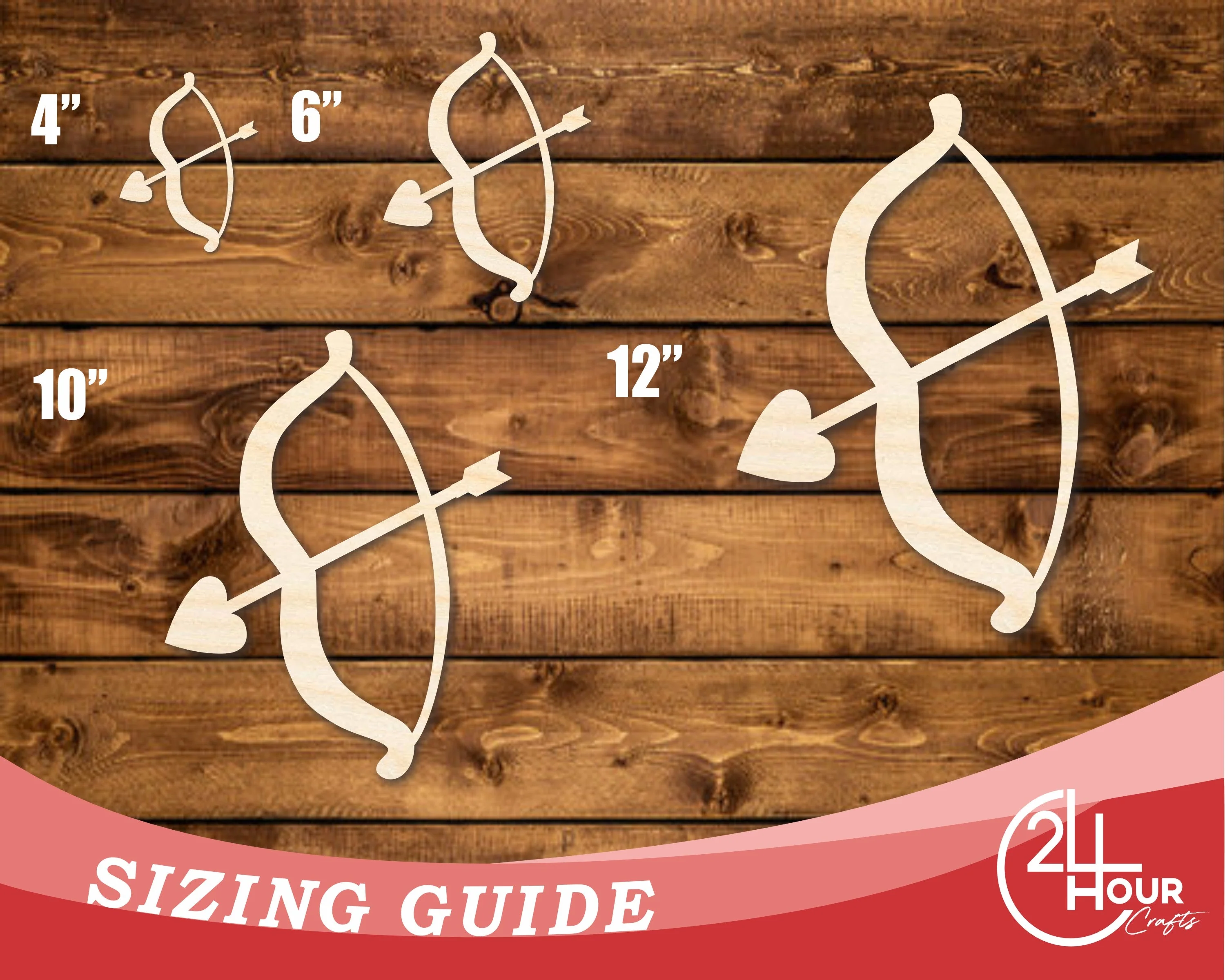 Unfinished Wood Heart Bow and Arrow Shape | DIY Craft Cutout | up to 46" DIY - Image 3
