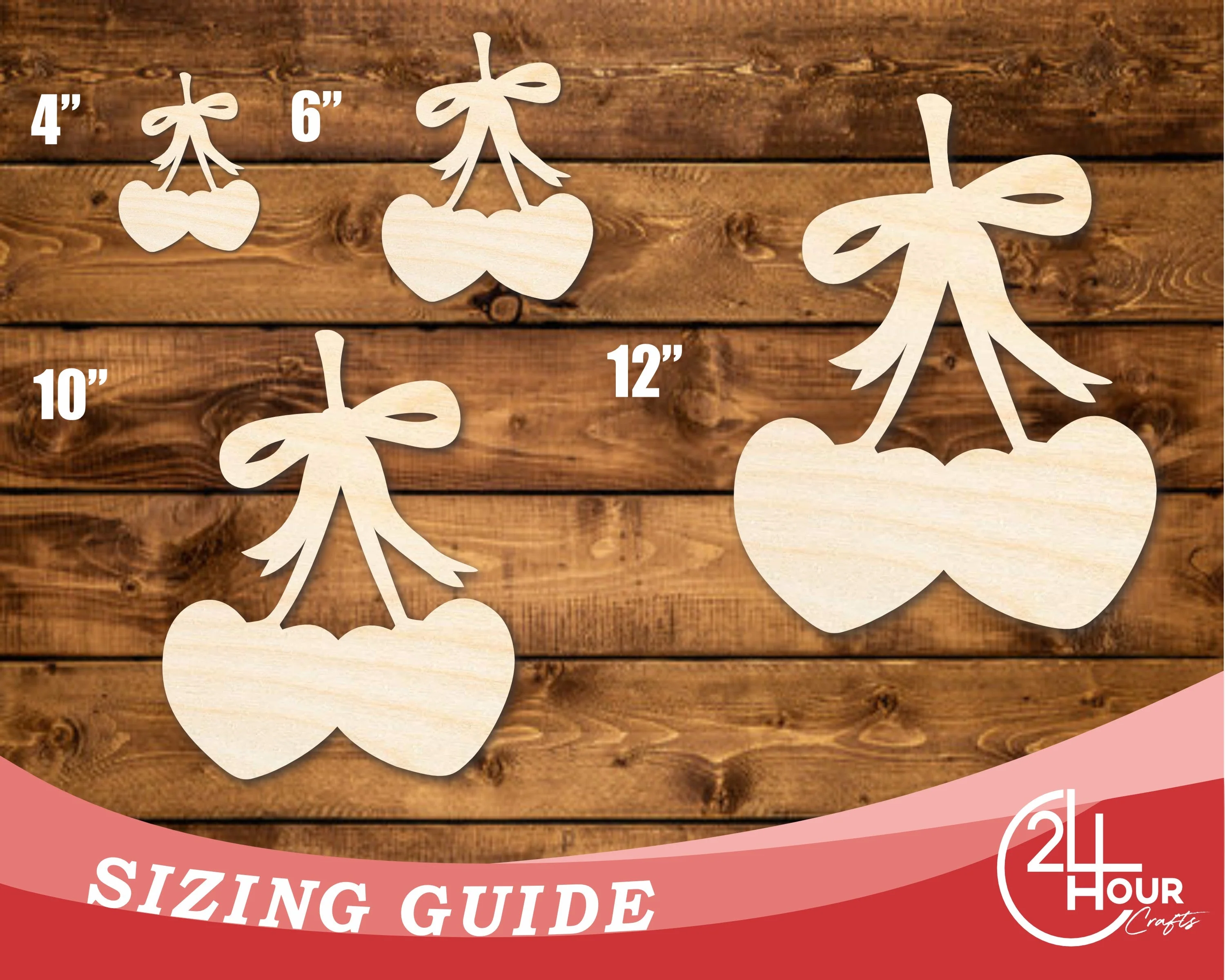 Unfinished Wood Heart Cherries Shape | DIY Craft Cutout | up to 46" DIY - Image 3
