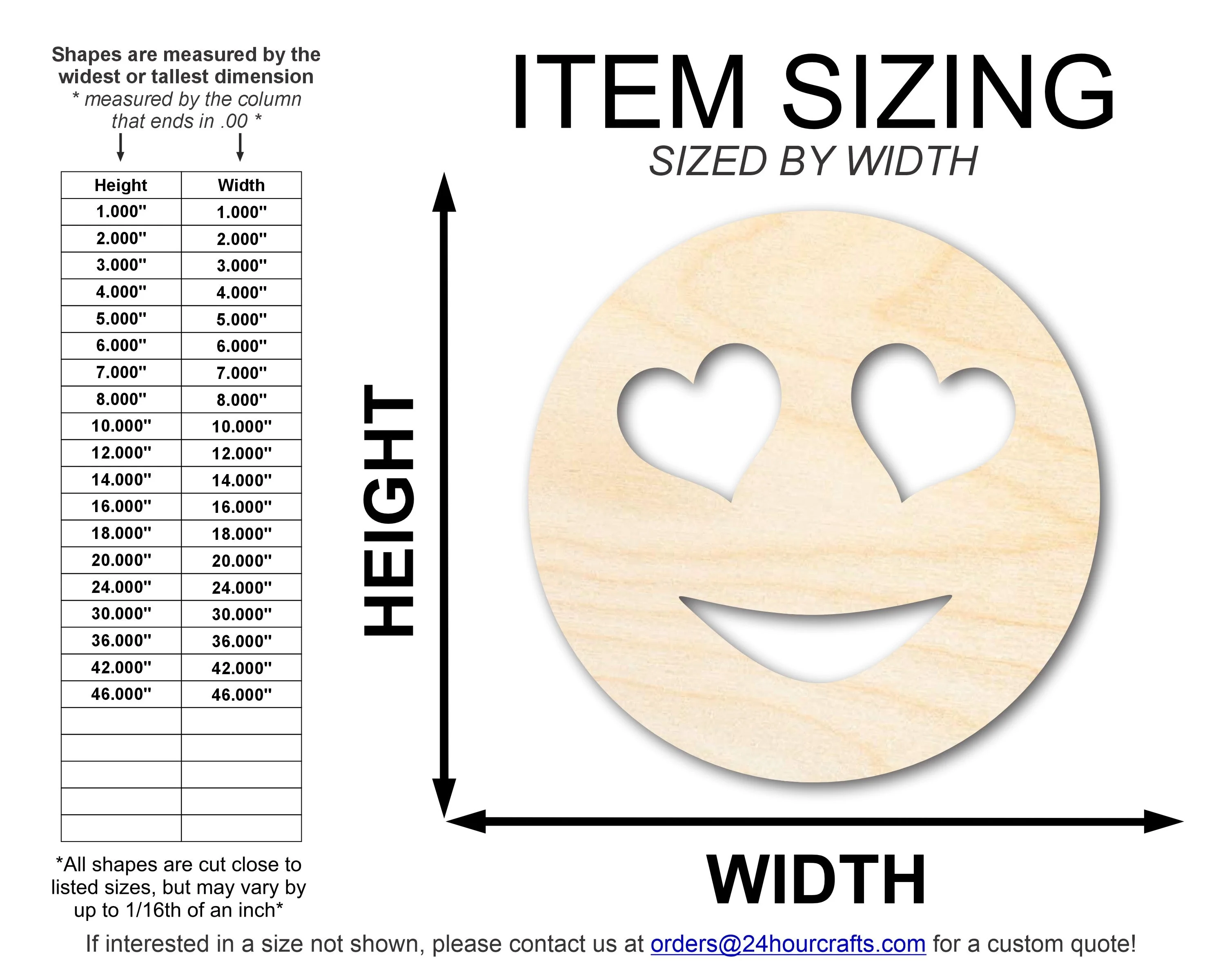 Unfinished Wood Heart Eye Face Shape | DIY Craft Cutout | up to 46" DIY - Image 2