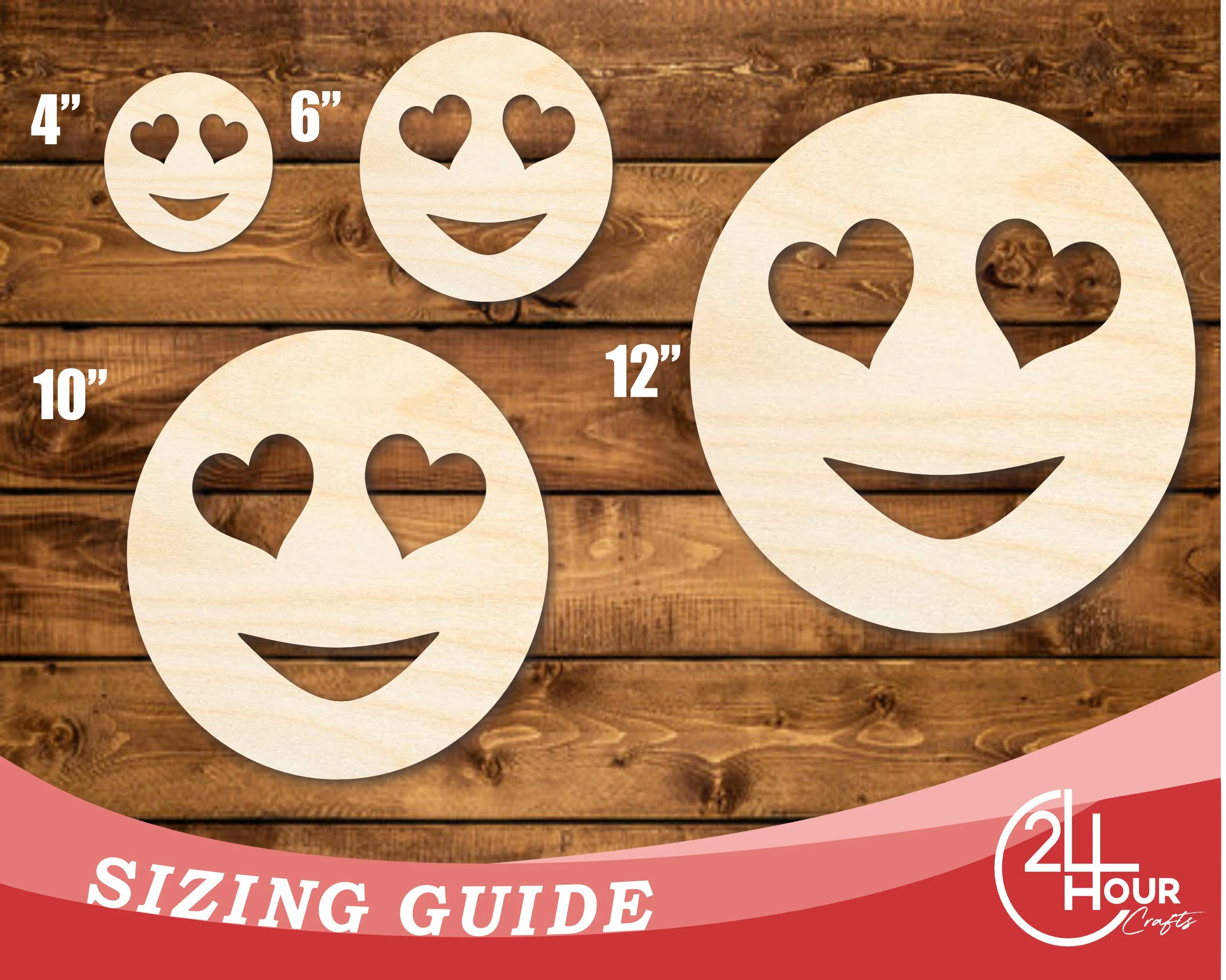 Unfinished Wood Heart Eye Face Shape | DIY Craft Cutout | up to 46" DIY - Image 3