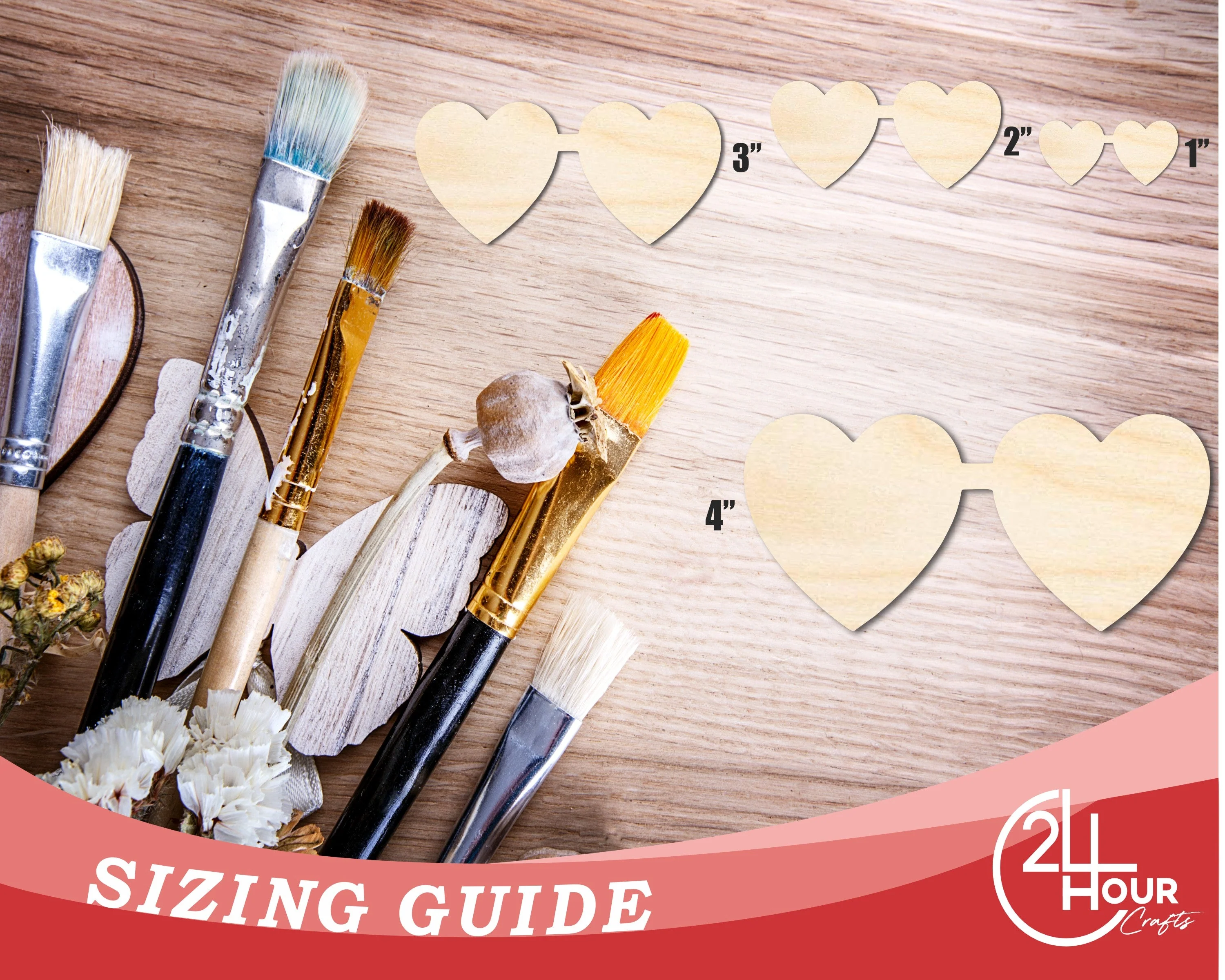 Unfinished Wood Heart Glasses Shape | DIY Craft Cutout | up to 46" DIY - Image 3