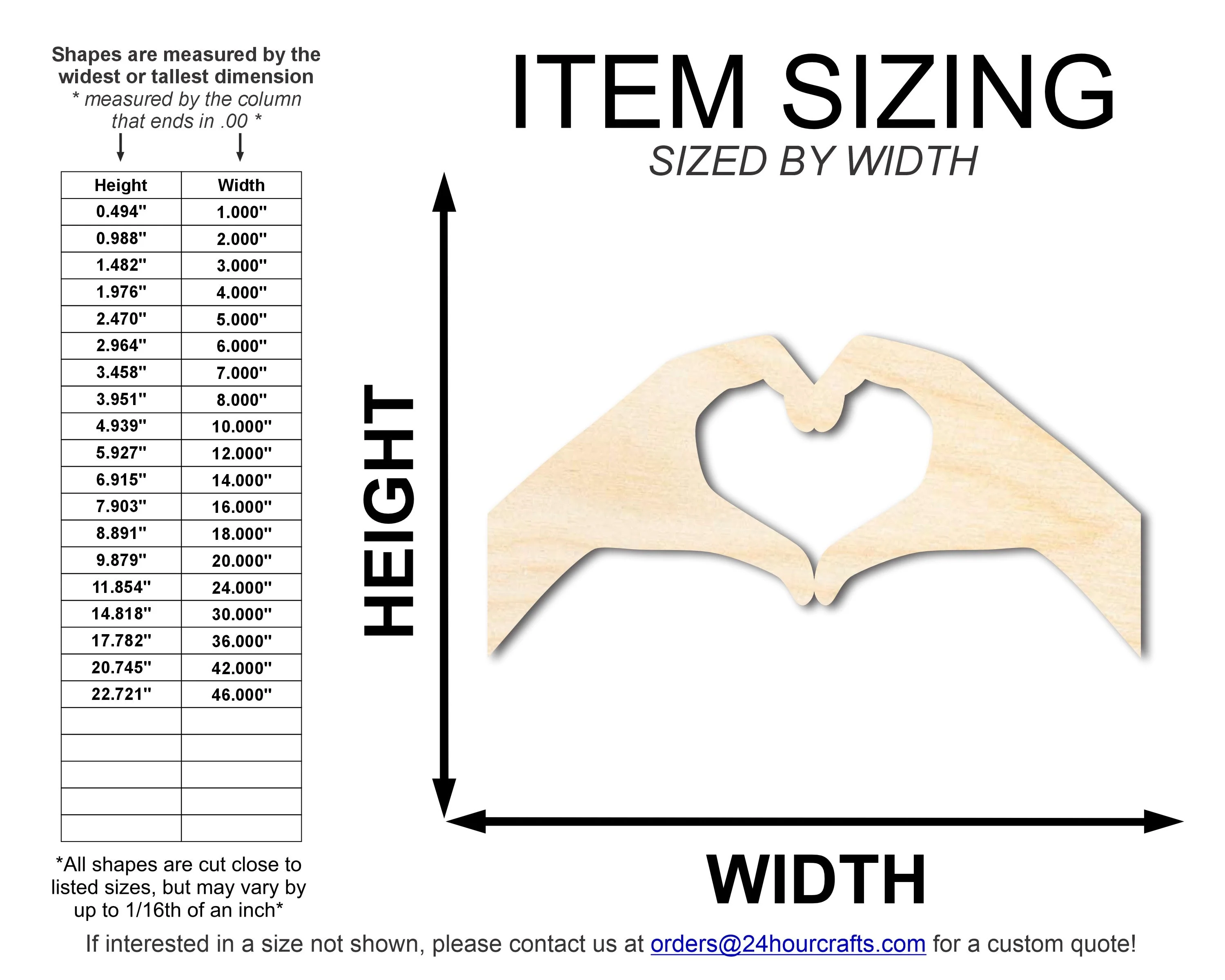 Unfinished Wood Heart Hands Shape | DIY Craft Cutout | up to 46" DIY - Image 2