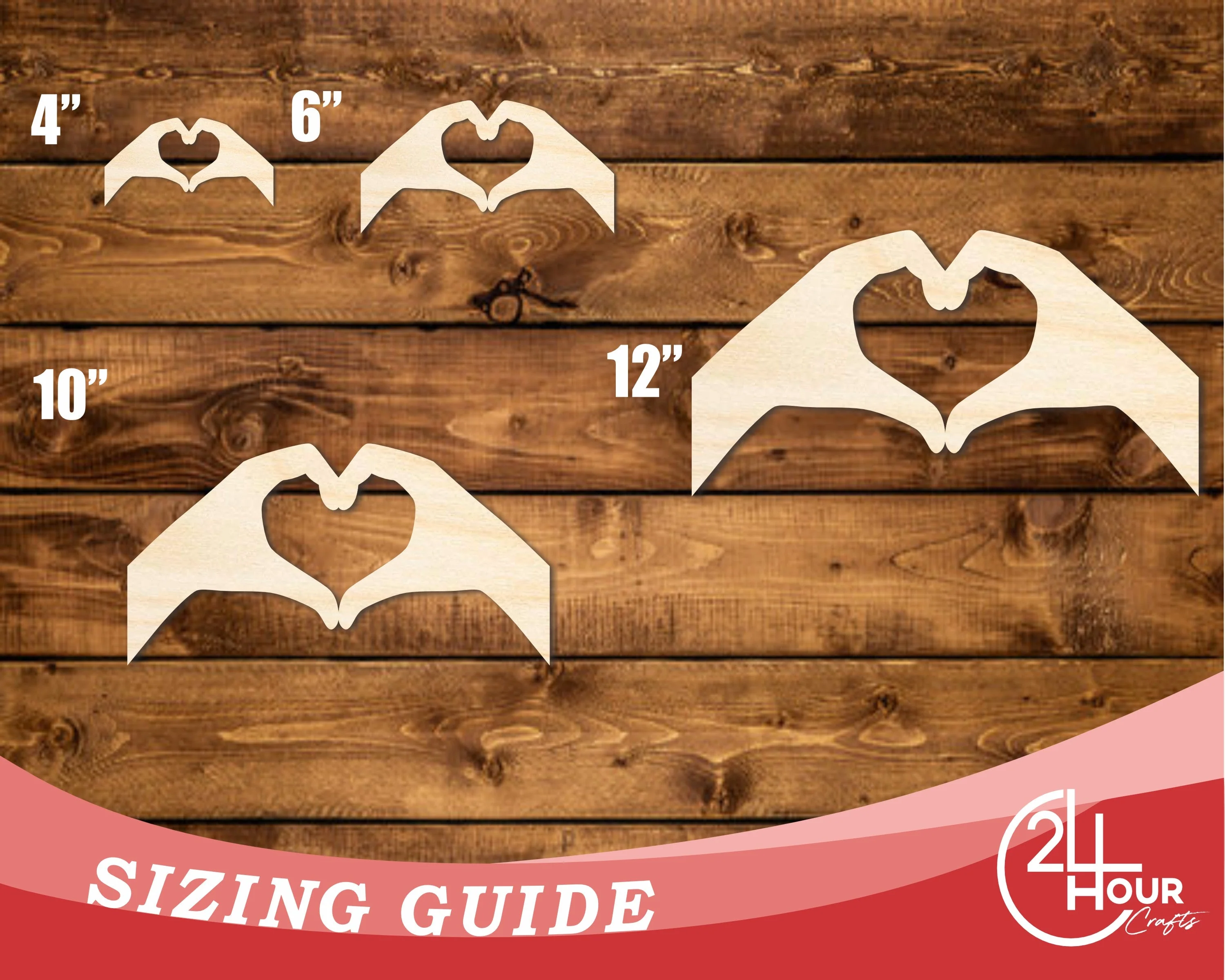 Unfinished Wood Heart Hands Shape | DIY Craft Cutout | up to 46" DIY - Image 3