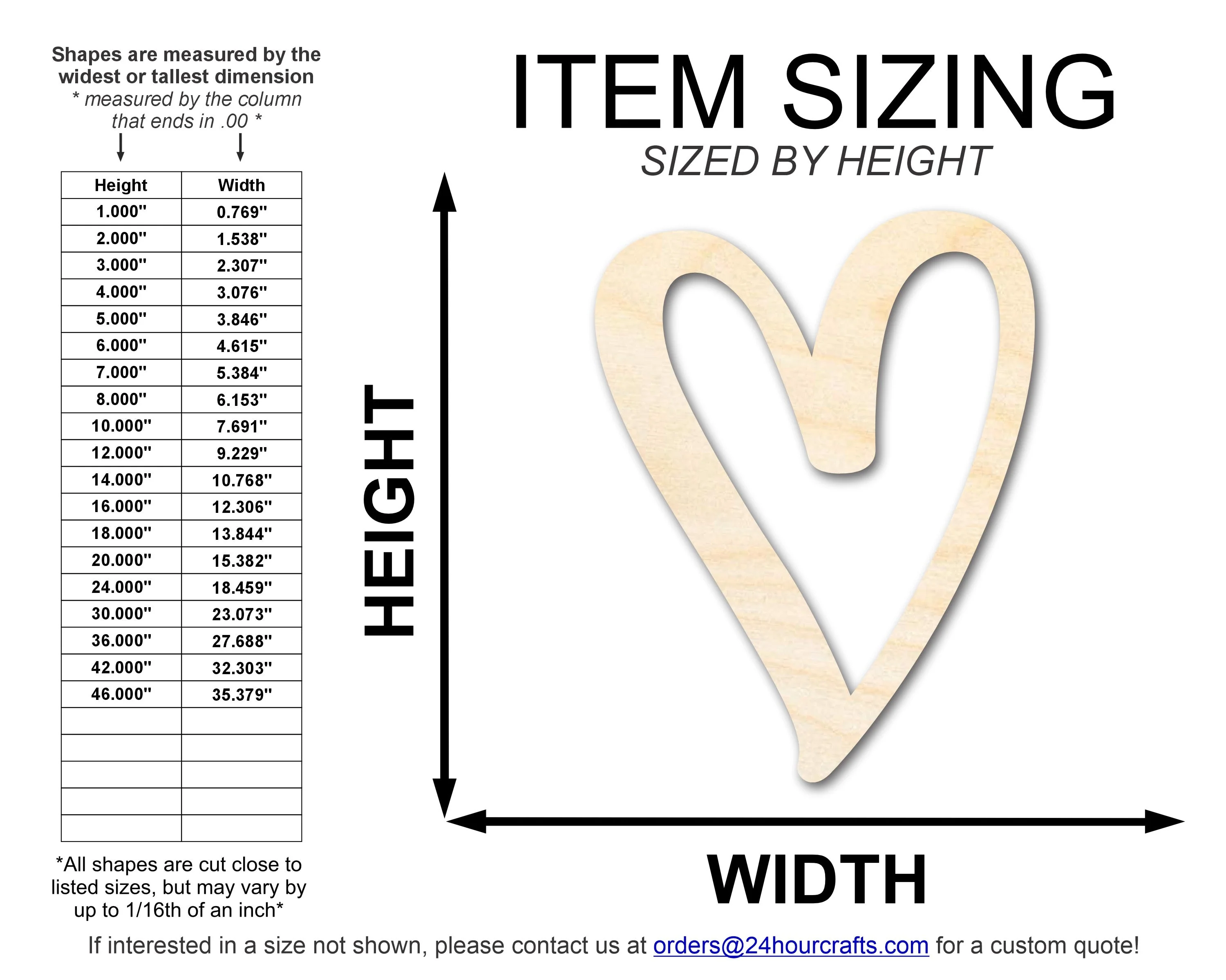 Unfinished Wood Heart Outline Shape | DIY Craft Cutout | up to 46" DIY - Image 2