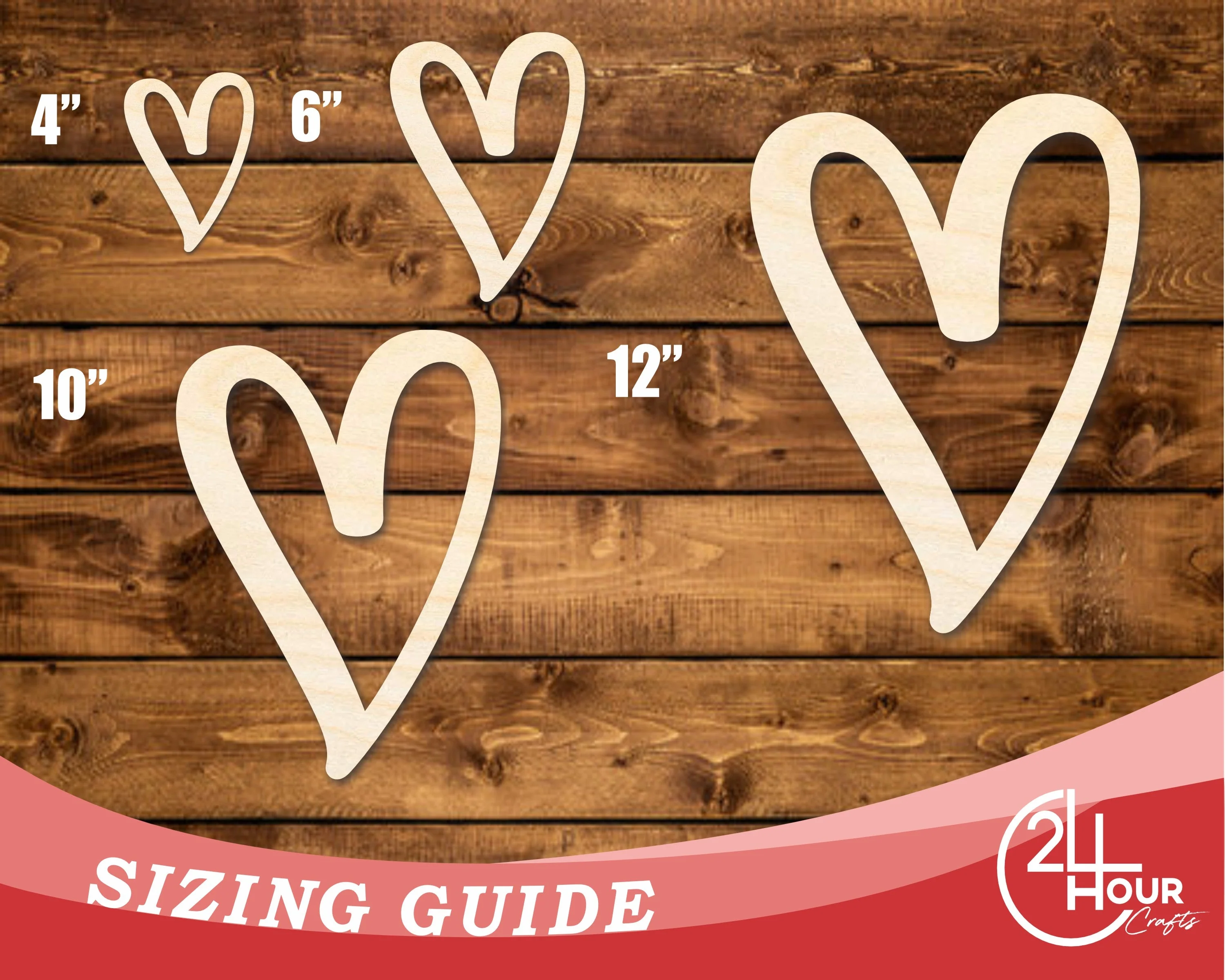 Unfinished Wood Heart Outline Shape | DIY Craft Cutout | up to 46" DIY - Image 3