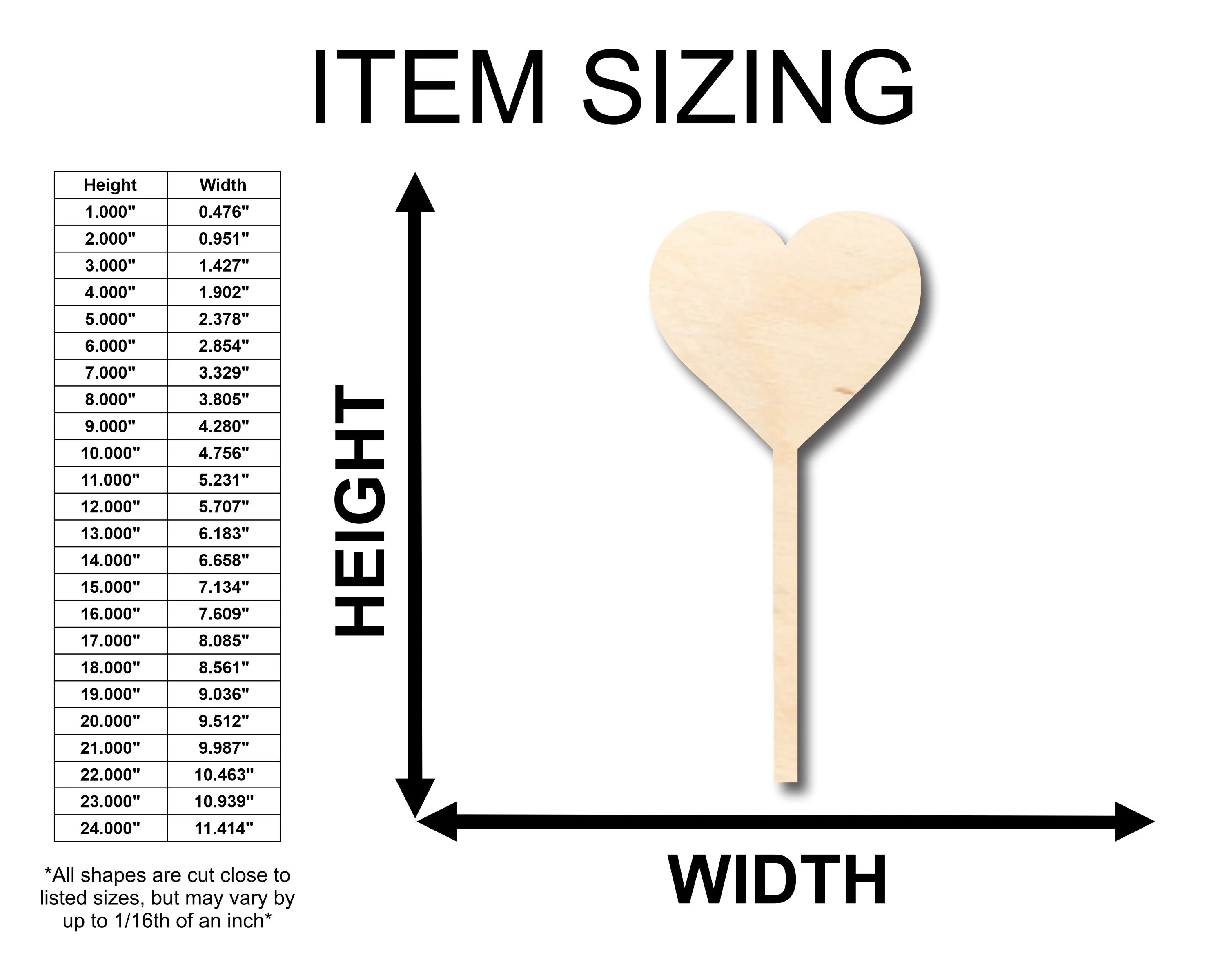 Unfinished Wood Heart Stick Lolipop Shape - Craft - up to 46" DIY - Image 2