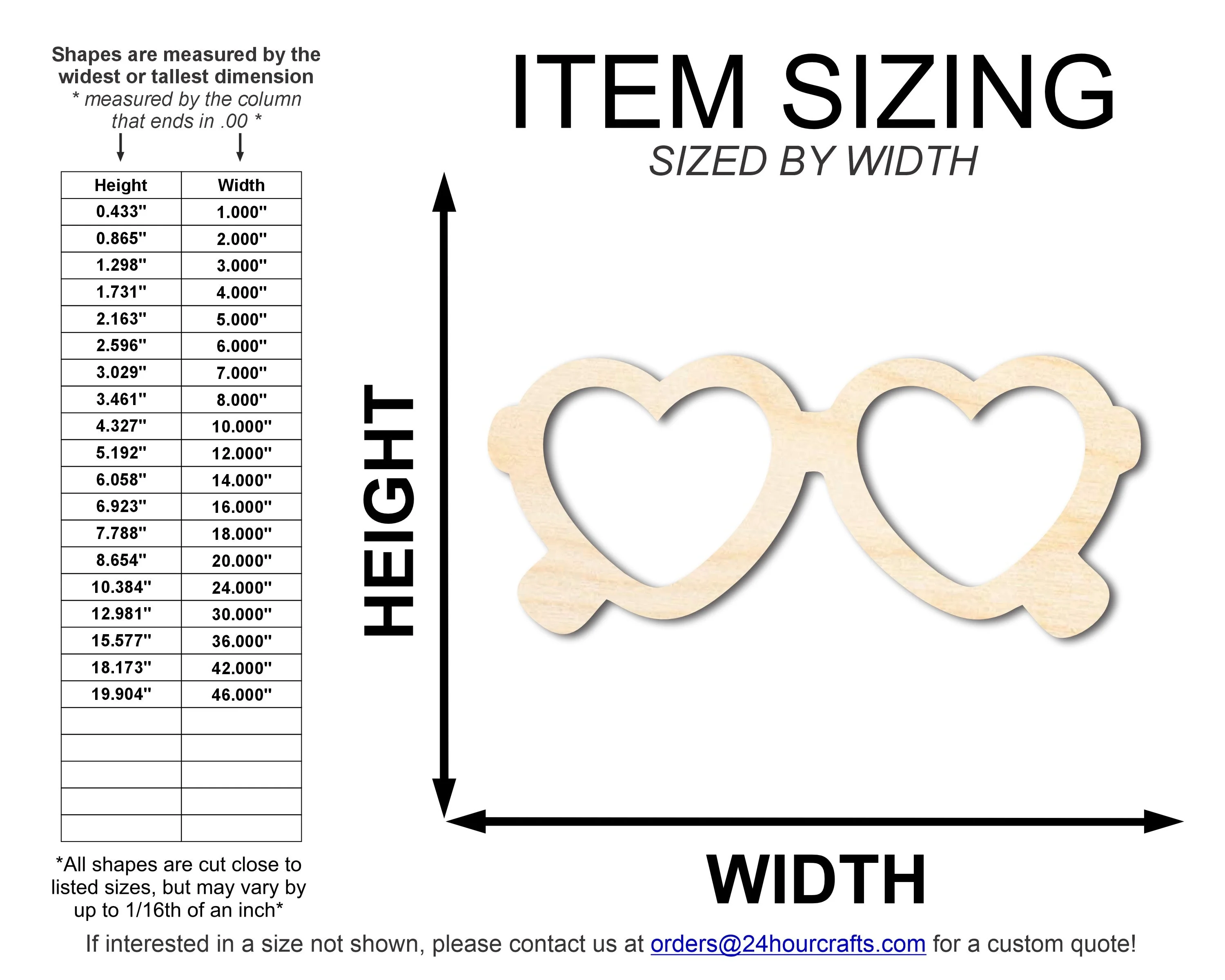 Unfinished Wood Heart Sunglasses Shape | DIY Craft Cutout | up to 46" DIY - Image 2