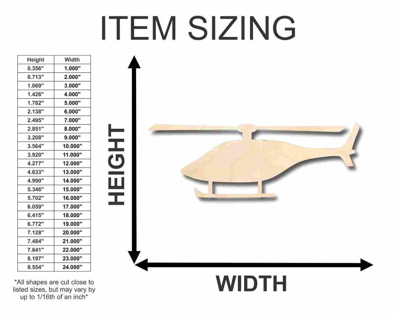 Unfinished Wood Helicopter Shape - Military - News - Craft - up to 46" DIY - Image 2