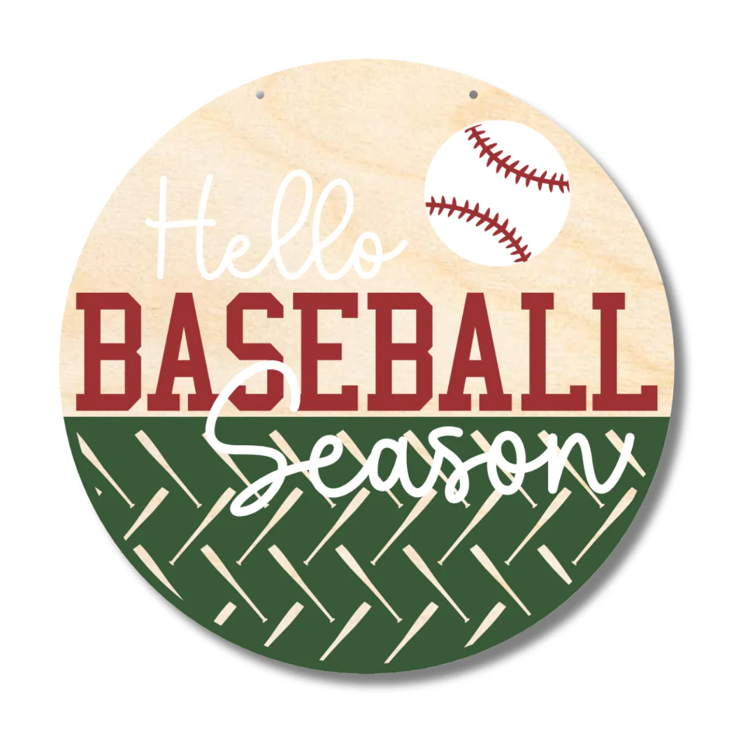 Unfinished Wood Hello Baseball Season Door Sign Kit | Wood Craft Cutouts | 1/4" Thick | - Image 2