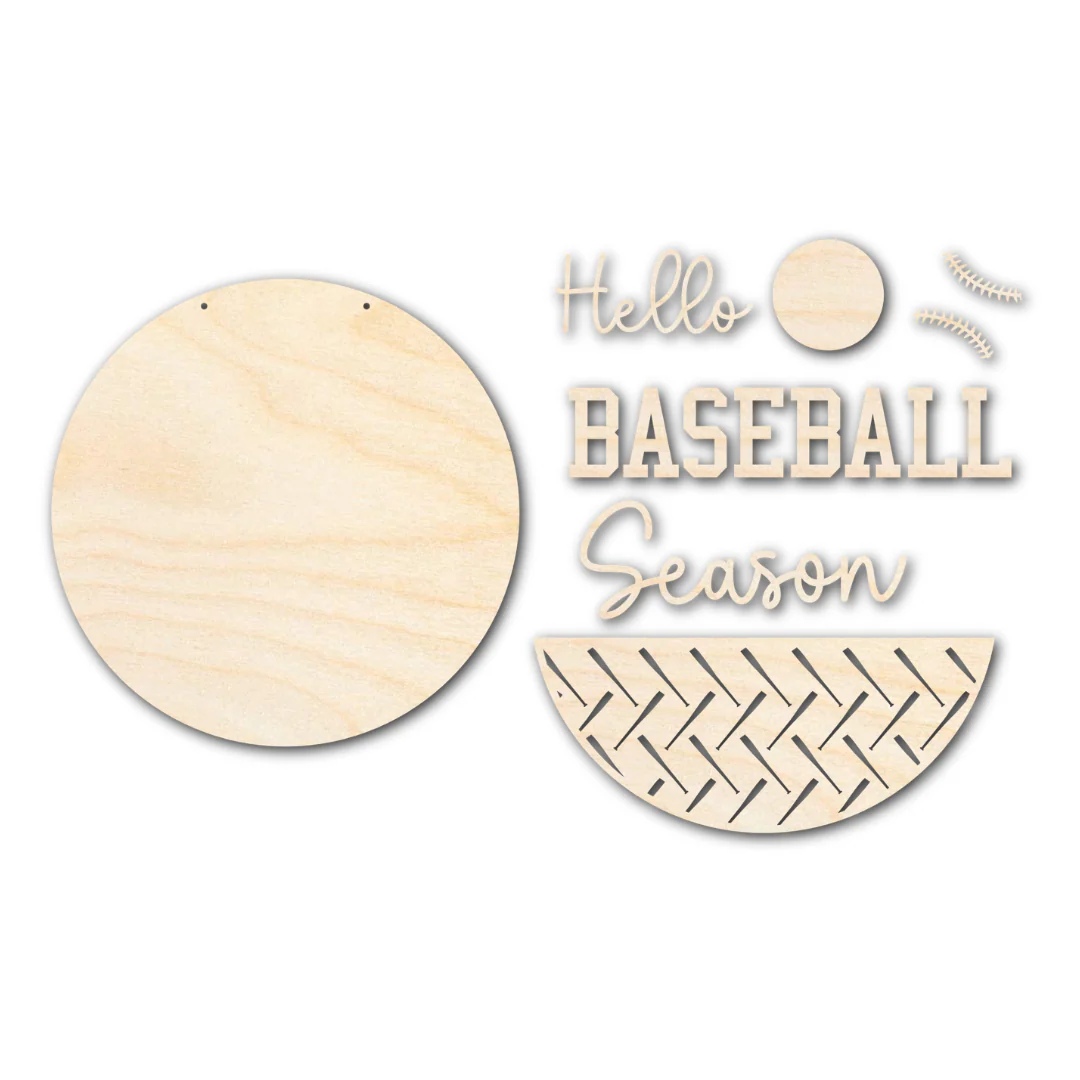 Unfinished Wood Hello Baseball Season Door Sign Kit | Wood Craft Cutouts | 1/4" Thick | - Image 3