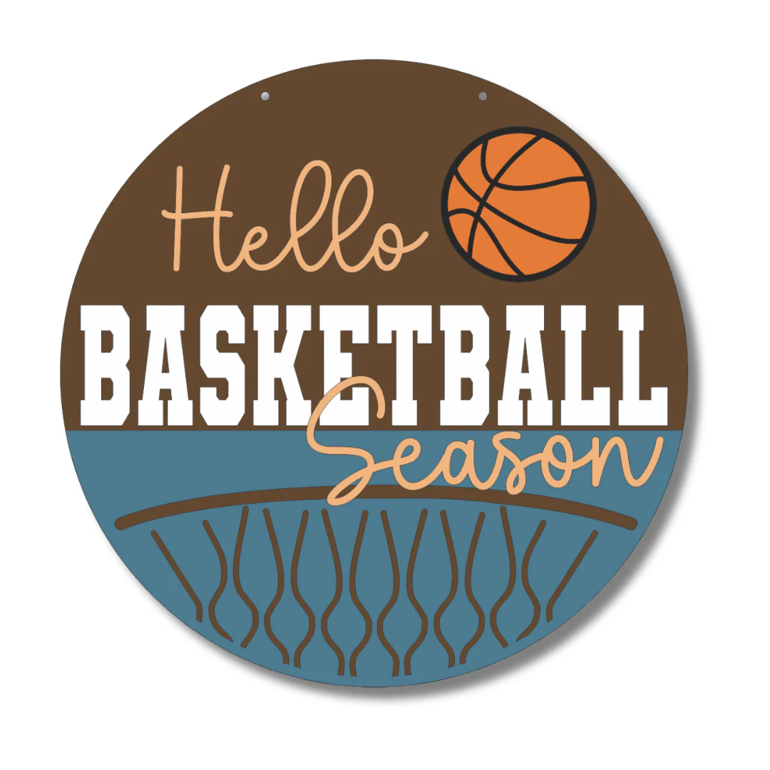 Unfinished Wood Hello Basketball Season Door Sign Kit | Wood Craft Cutouts | 1/4" Thick | - Image 2