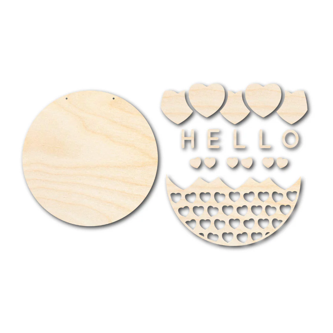 Unfinished Wood Hello Candy Hearts Door Sign Kit | Wood Craft Cutouts | 1/4" Thick | - Image 3