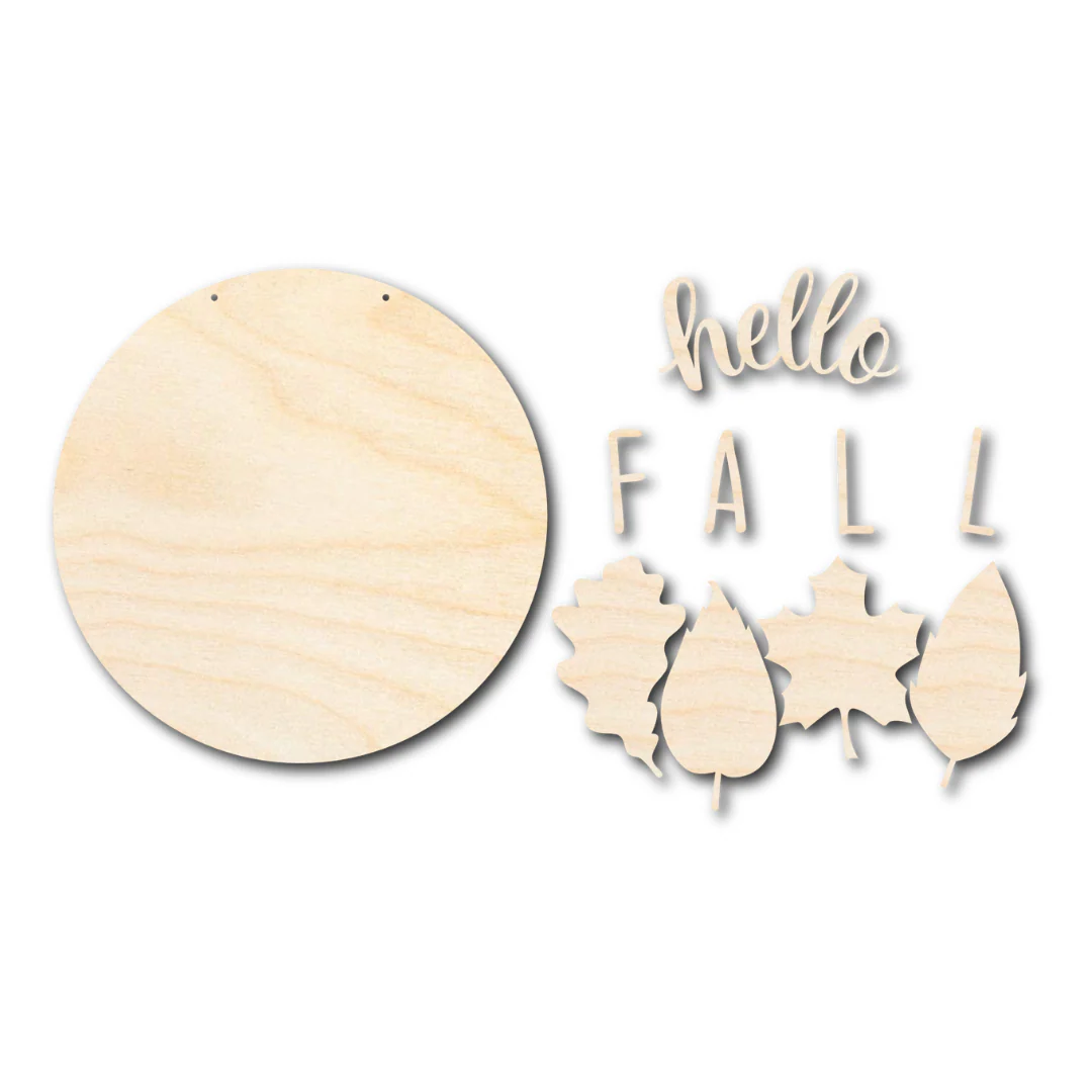 Unfinished Wood Hello Fall Door Sign Kit | Wood Craft Cutouts | 1/4" Thick | - Image 3