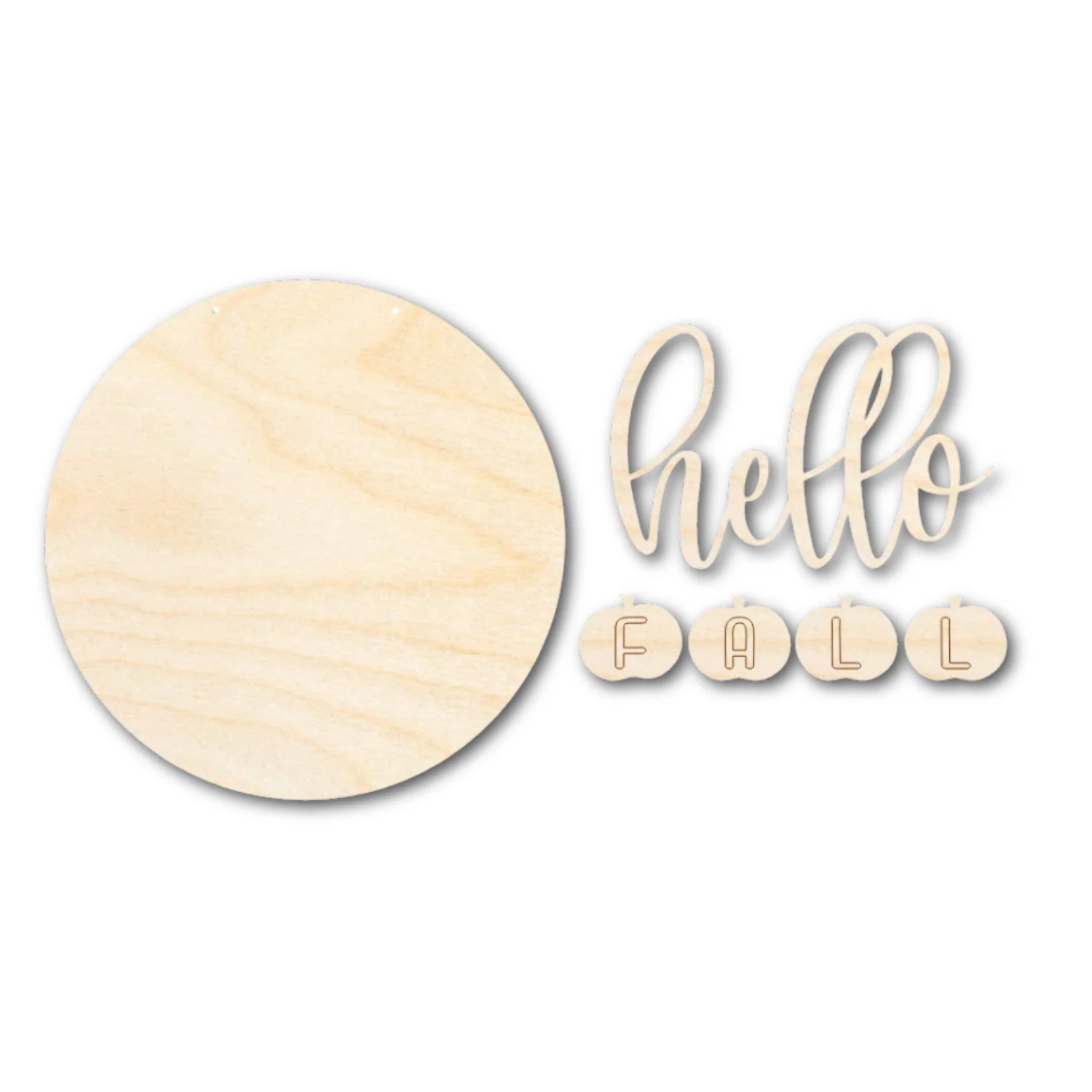 Unfinished Wood Hello Fall Etched Door Sign Kit | Wood Craft Cutouts | 1/4" Thick | - Image 3