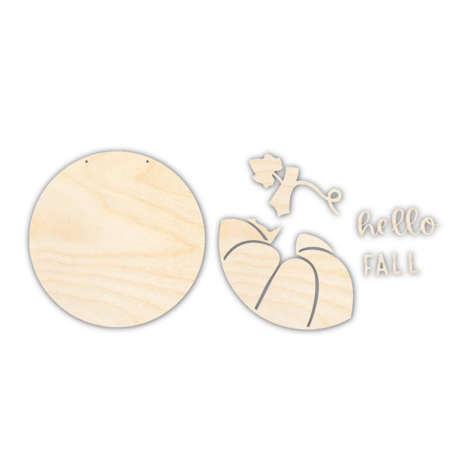 Unfinished Wood Hello Fall Pumpkin Door Sign Kit | Wood Craft Cutouts | 1/4" Thick | - Image 3