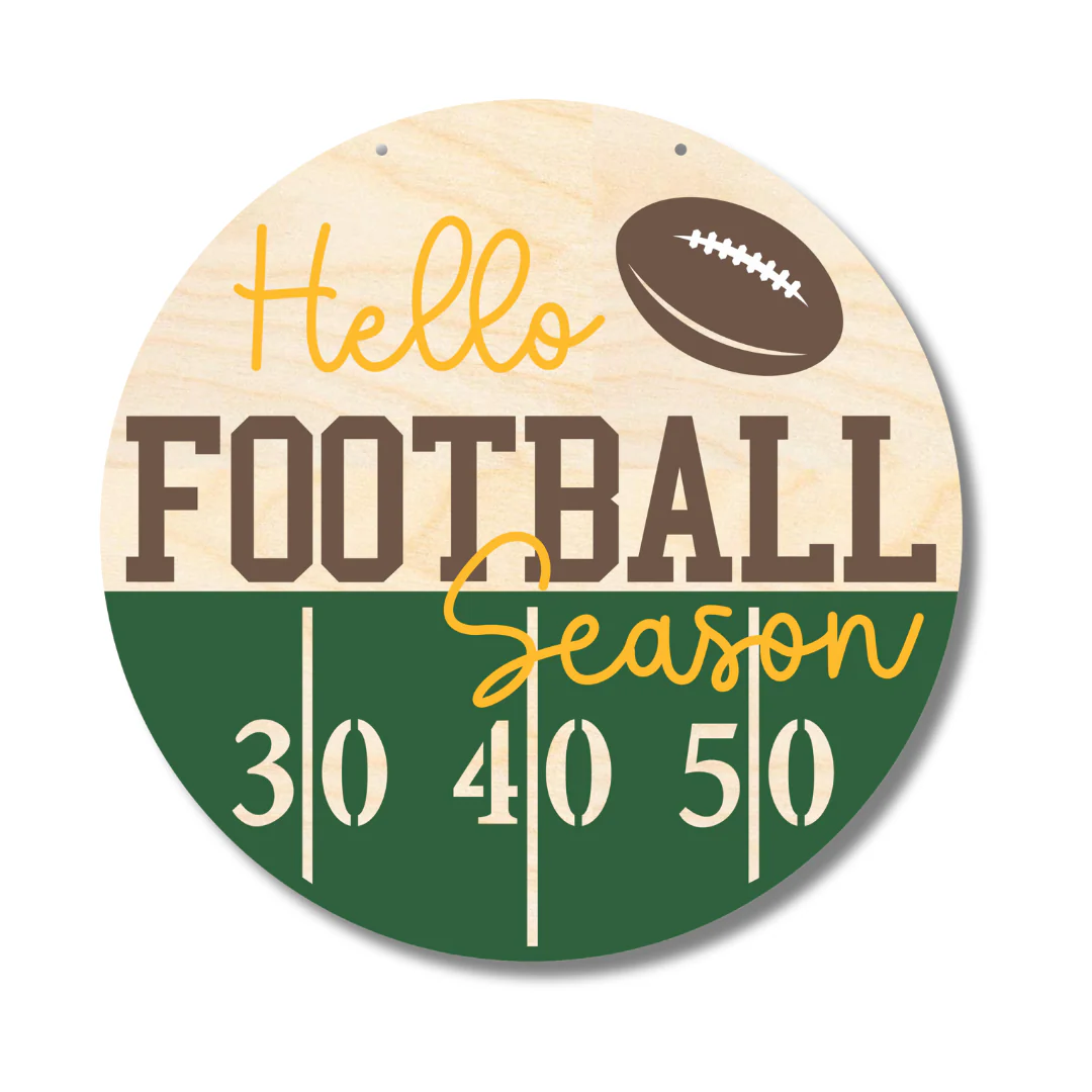 Unfinished Wood Hello Football Season Door Sign Kit | Wood Craft Cutouts | 1/4" Thick | - Image 2