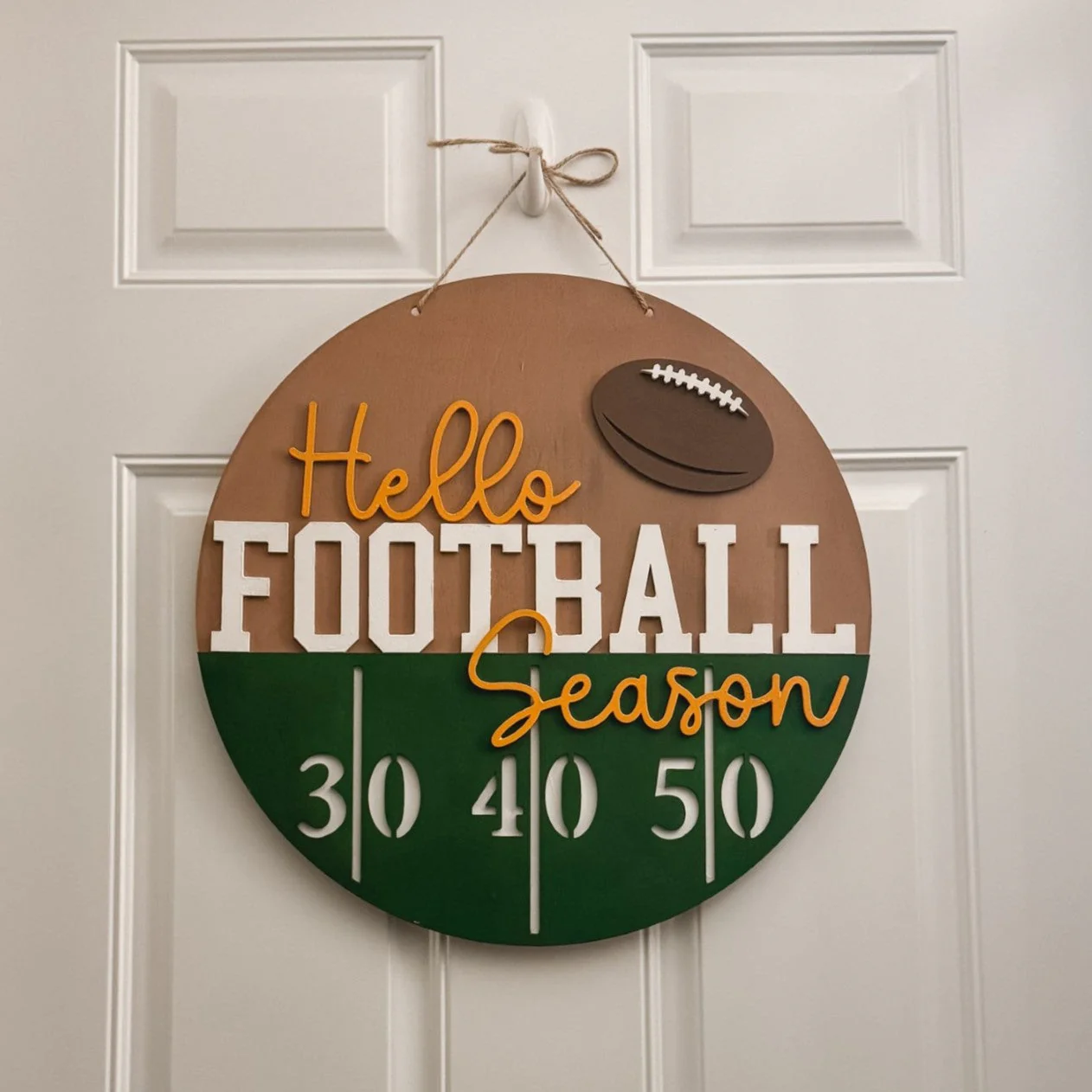 Unfinished Wood Hello Football Season Door Sign Kit | Wood Craft Cutouts | 1/4" Thick | - Image 4