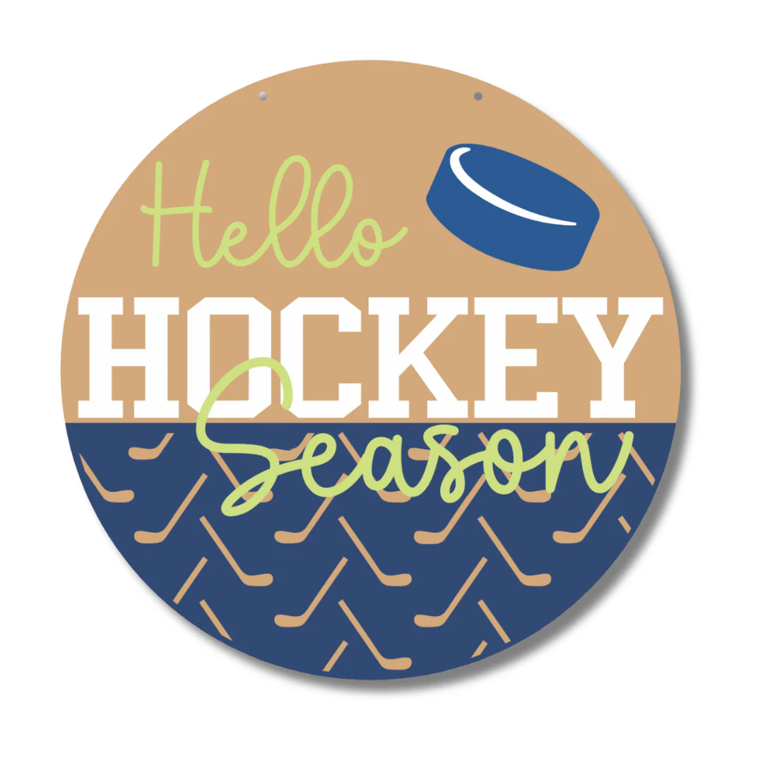 Unfinished Wood Hello Hockey Season Door Sign Kit | Wood Craft Cutouts | 1/4" Thick | - Image 2