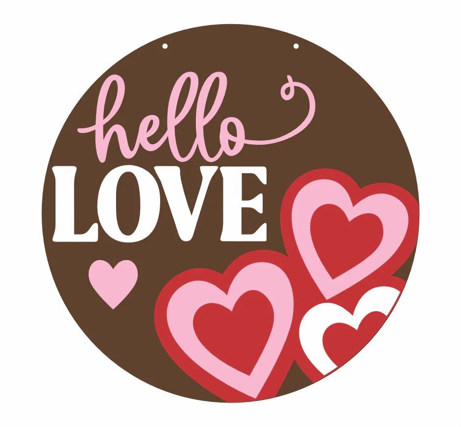Unfinished Wood Hello Love Door Sign Kit | Wood Craft Cutouts | 1/4" Thick | - Image 2