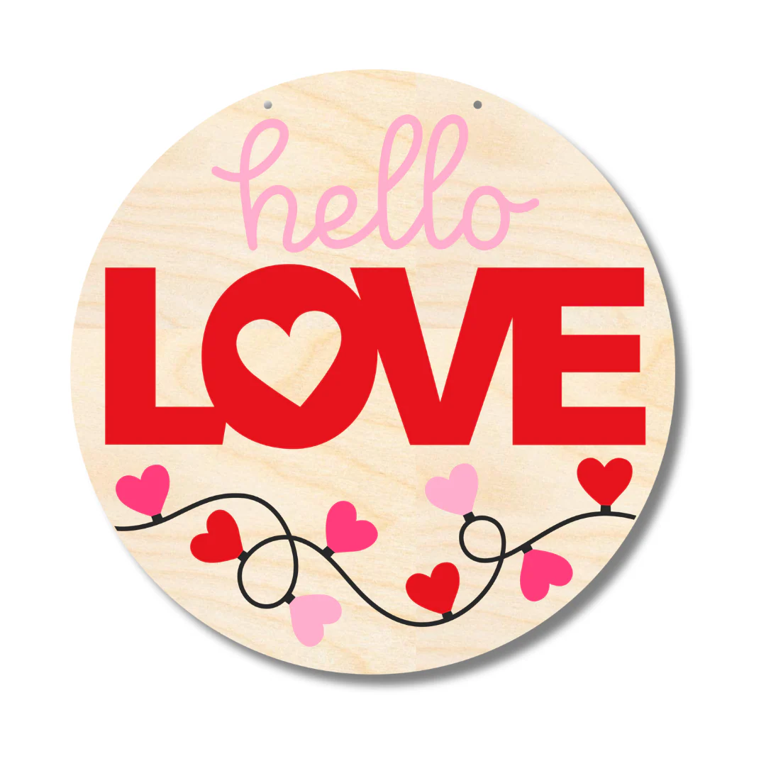 Unfinished Wood Hello Love Valentine Door Sign Kit | Wood Craft Cutouts | 1/4" Thick | - Image 2