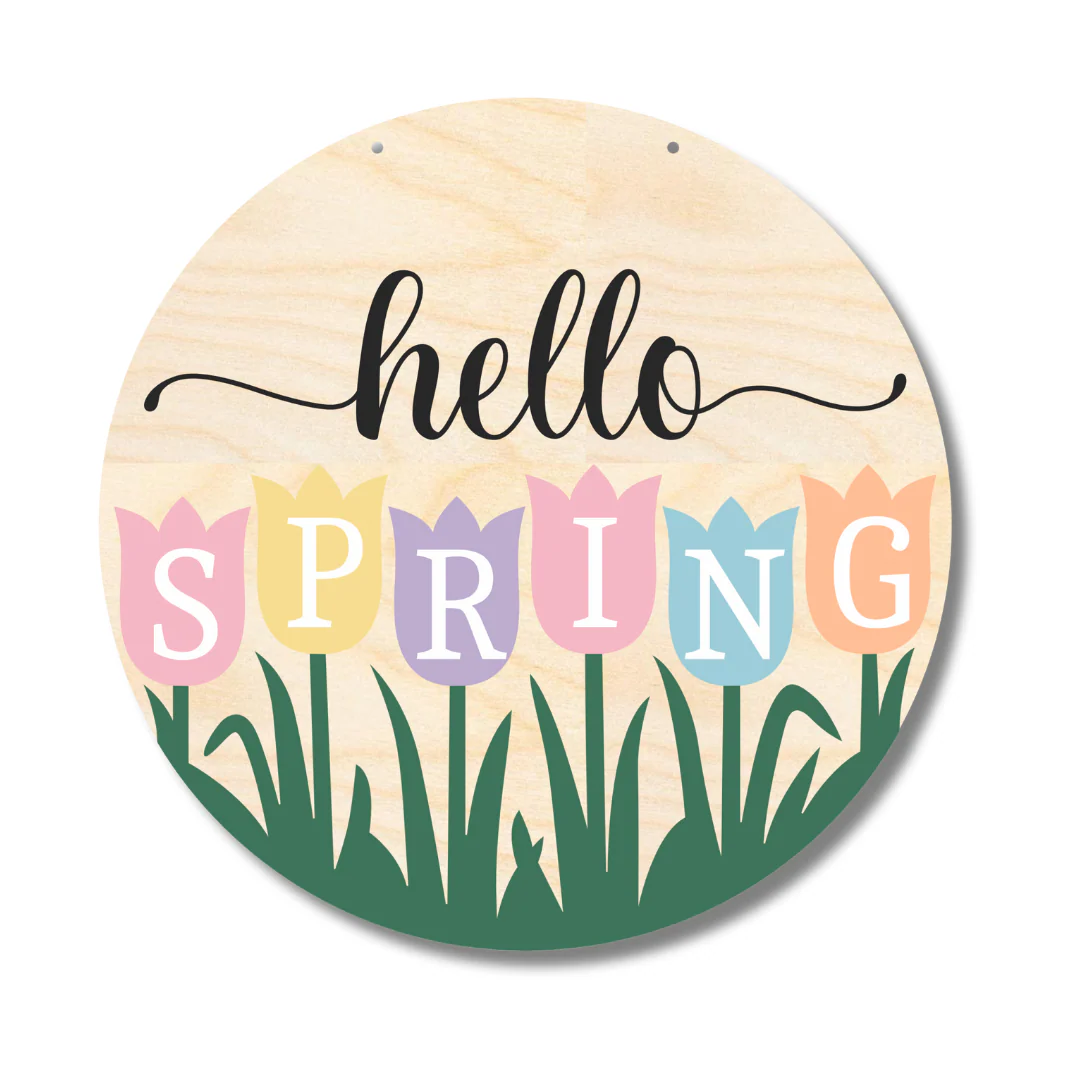 Unfinished Wood Hello Spring Door Sign Kit | Wood Craft Cutouts | 1/4" Thick | - Image 2