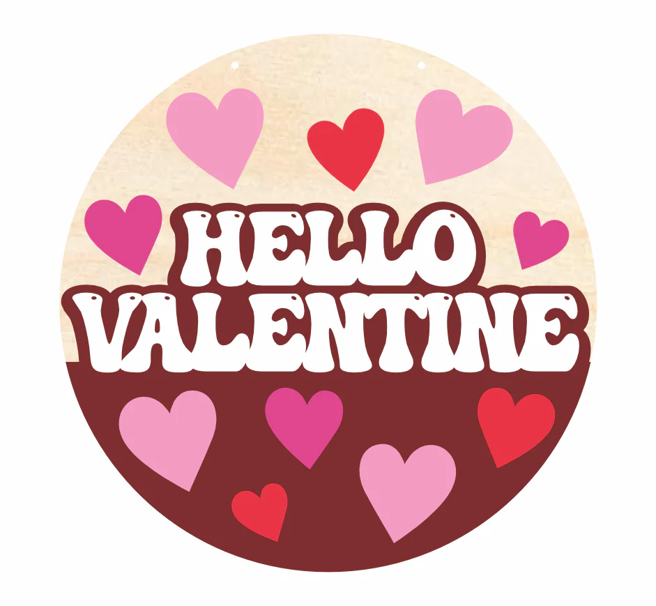 Unfinished Wood Hello Valentine Door Sign Kit | Wood Craft Cutouts | 1/4" Thick | - Image 2
