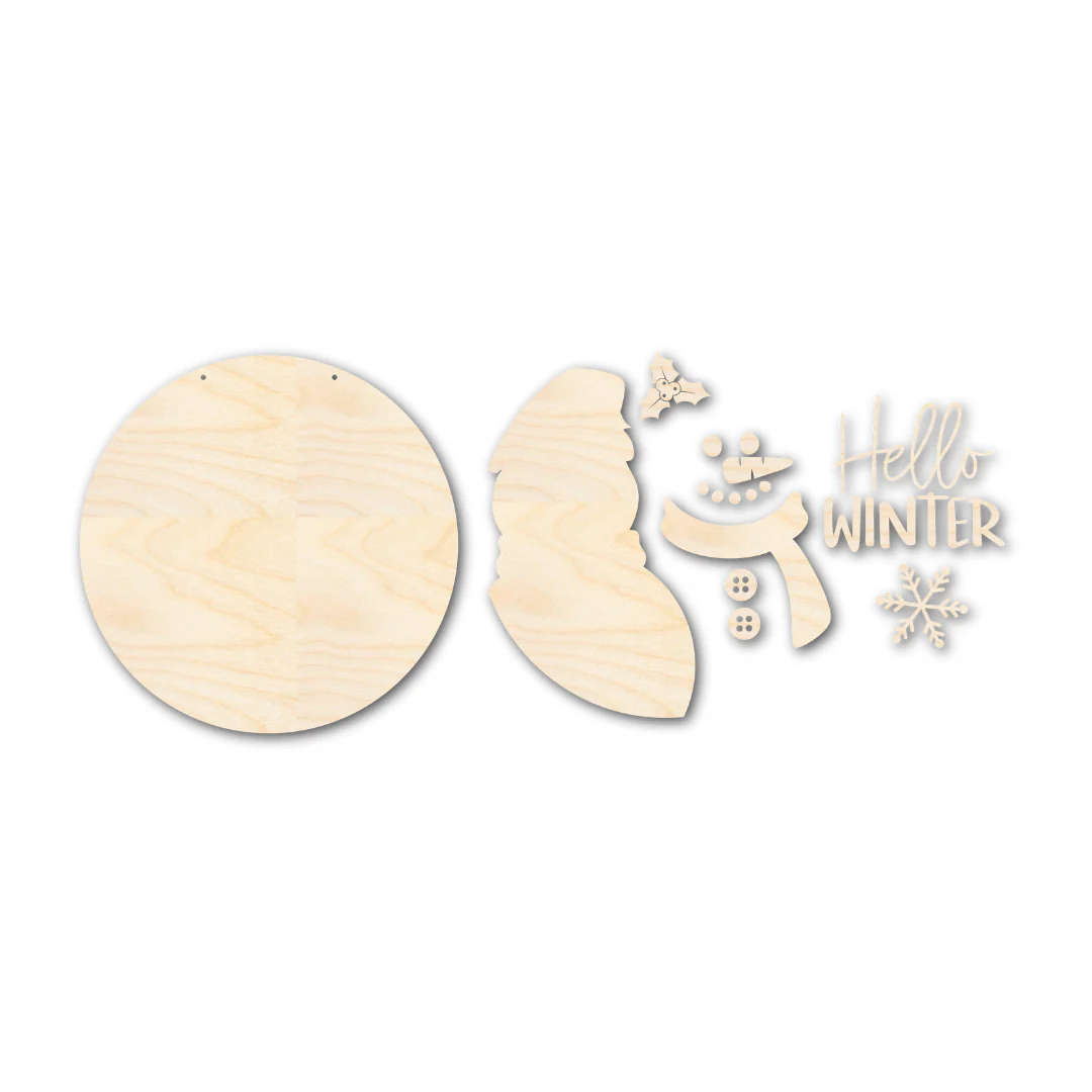 Unfinished Wood Hello Winter Snowman Door Sign Kit | Wood Craft Cutouts | 1/4" Thick | - Image 3
