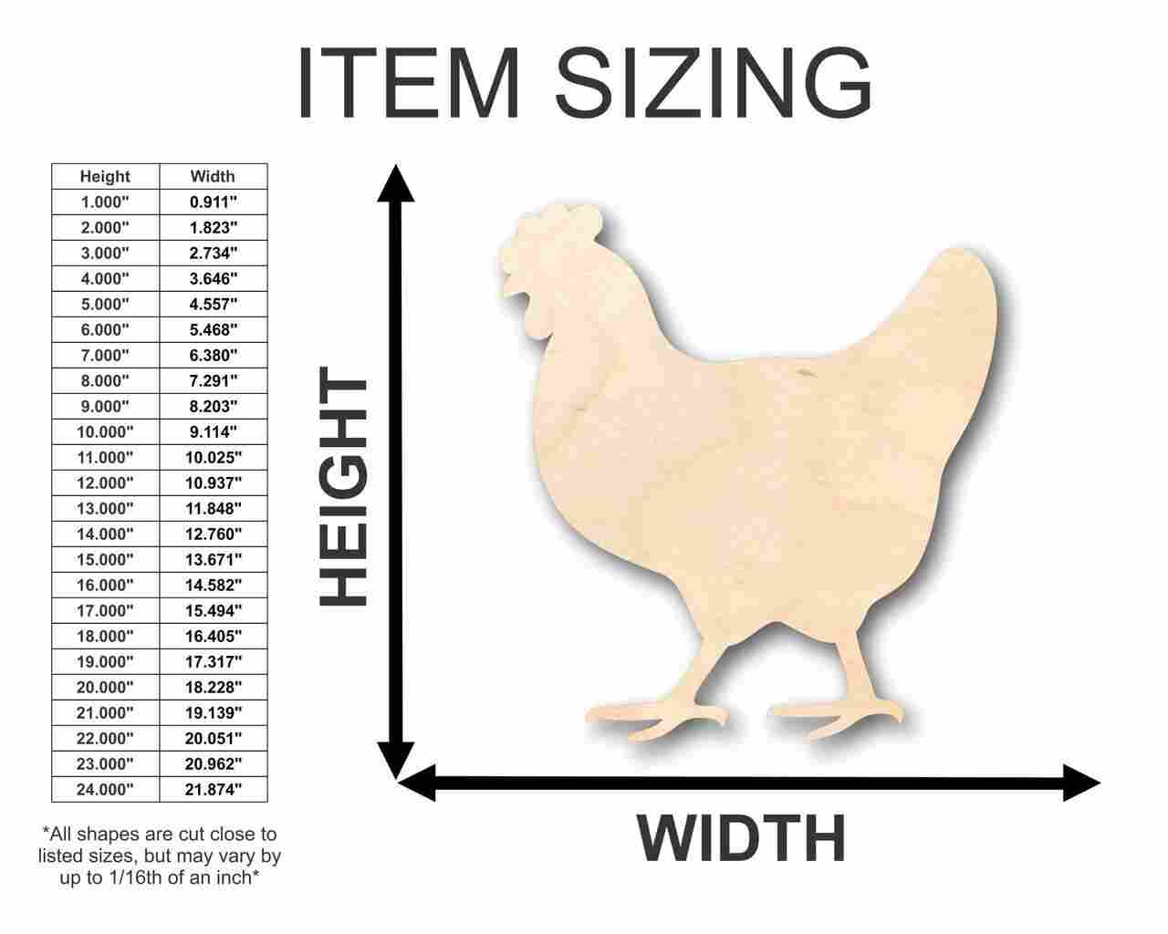 Unfinished Wood Hen Chicken Shape - Farm Animal - Craft - up to 46" DIY - Image 2